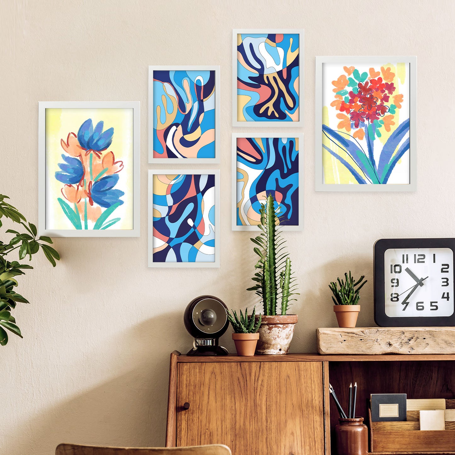 Conjunto de 6 Láminas de Nacnic de Flora Abstracta