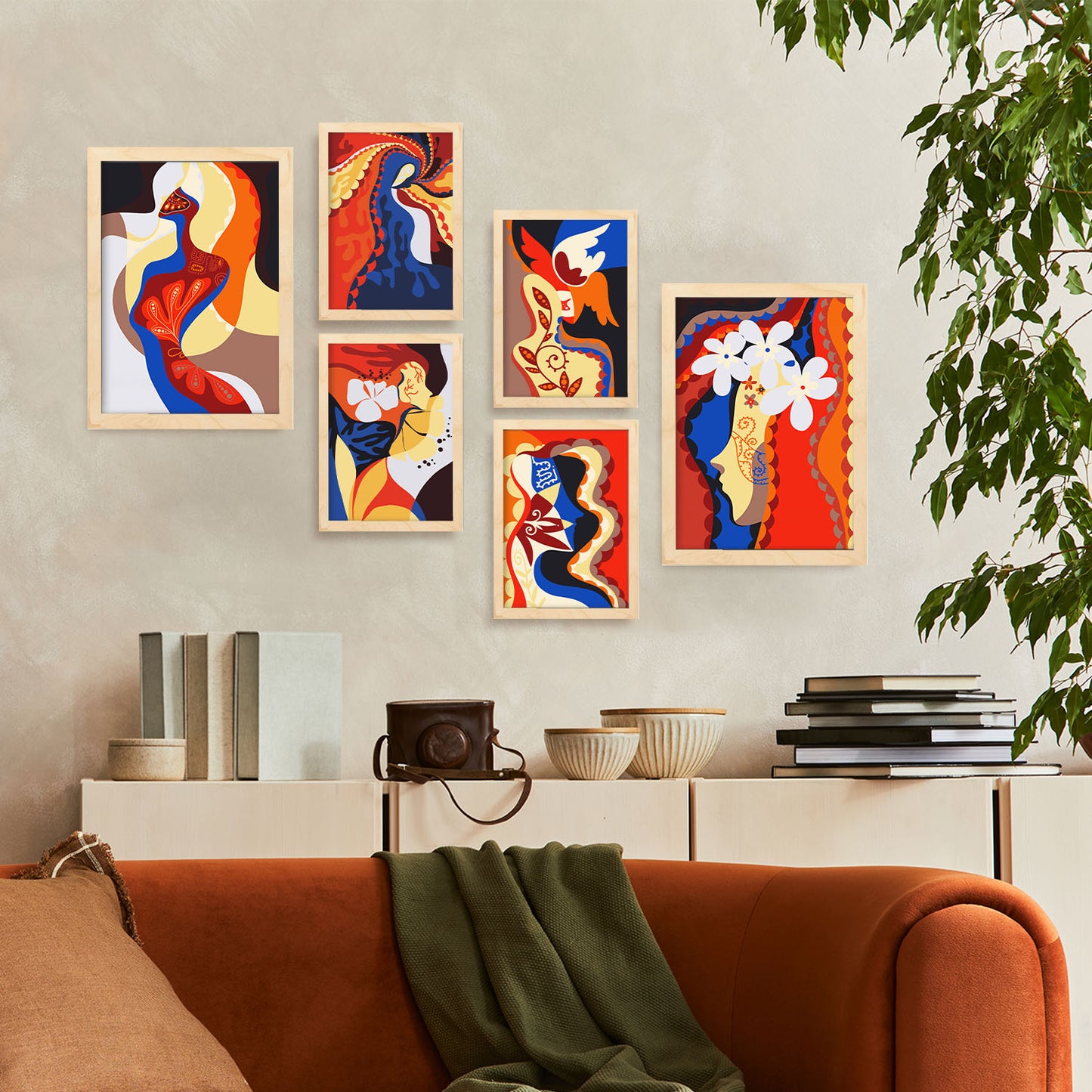 Nacnic Set de 6 Láminas de Arte Rococo Abstracto Femenino
