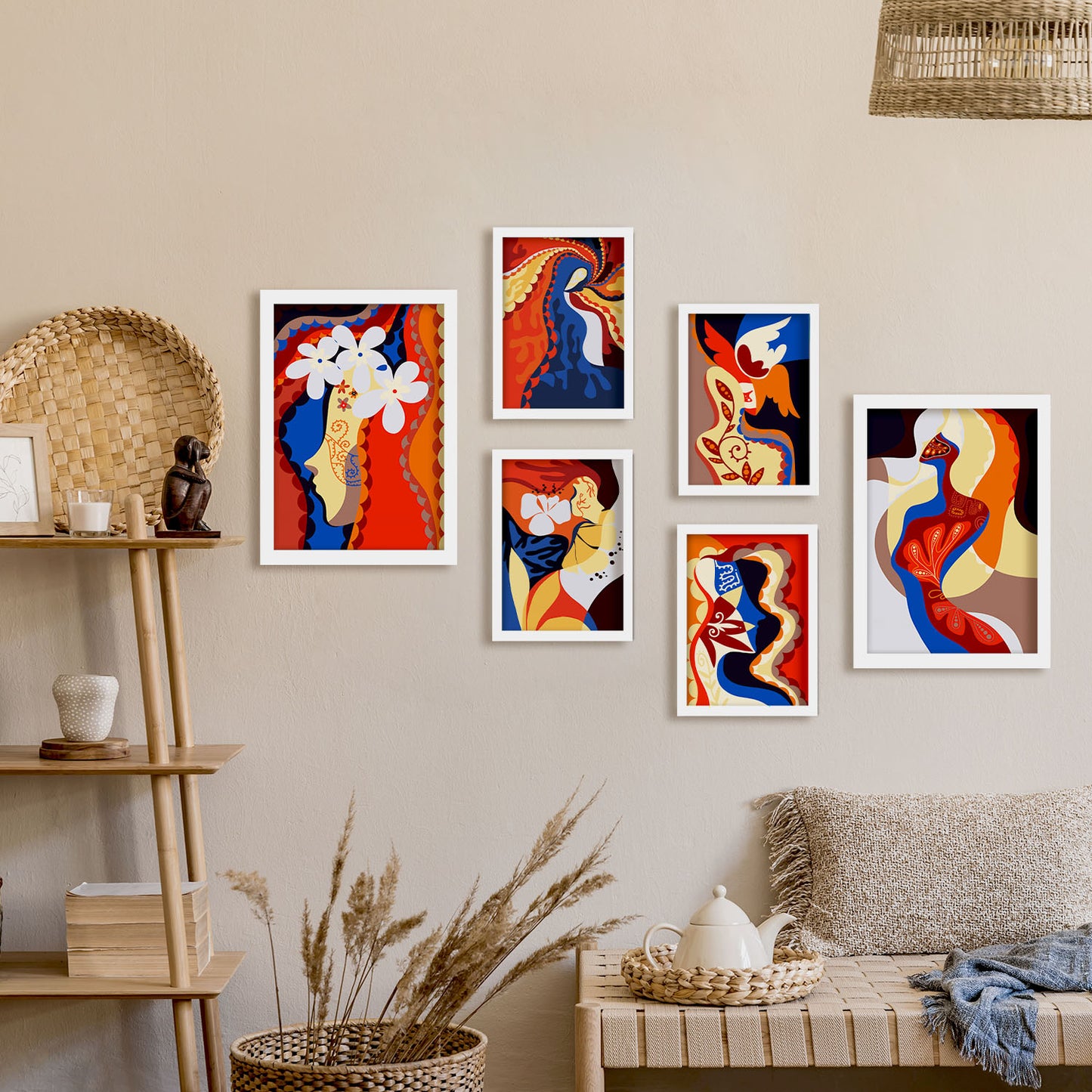 Nacnic Set de 6 Láminas de Arte Rococo Abstracto Femenino