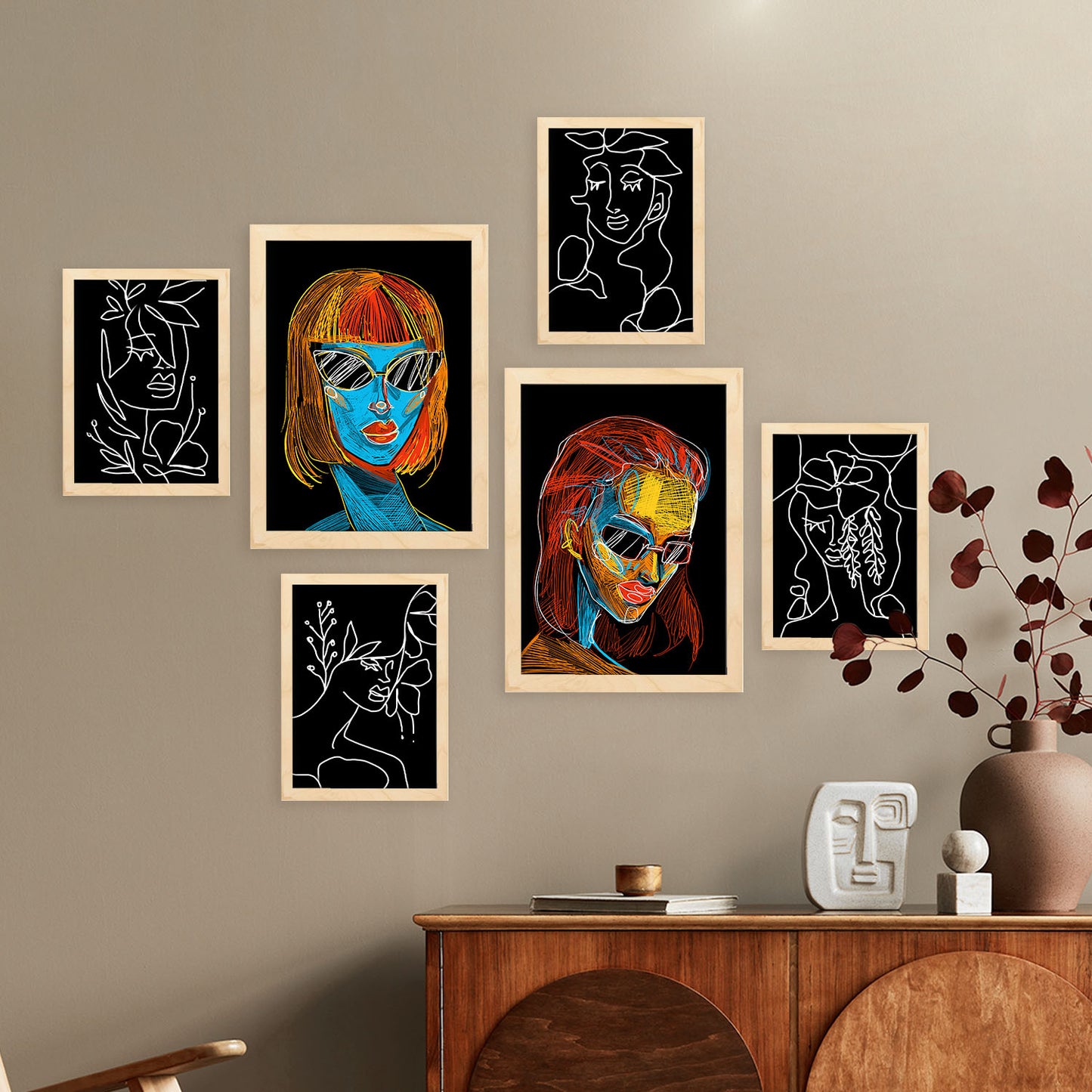 Nacnic Set de 6 Láminas Abstractas Femeninas de Belleza