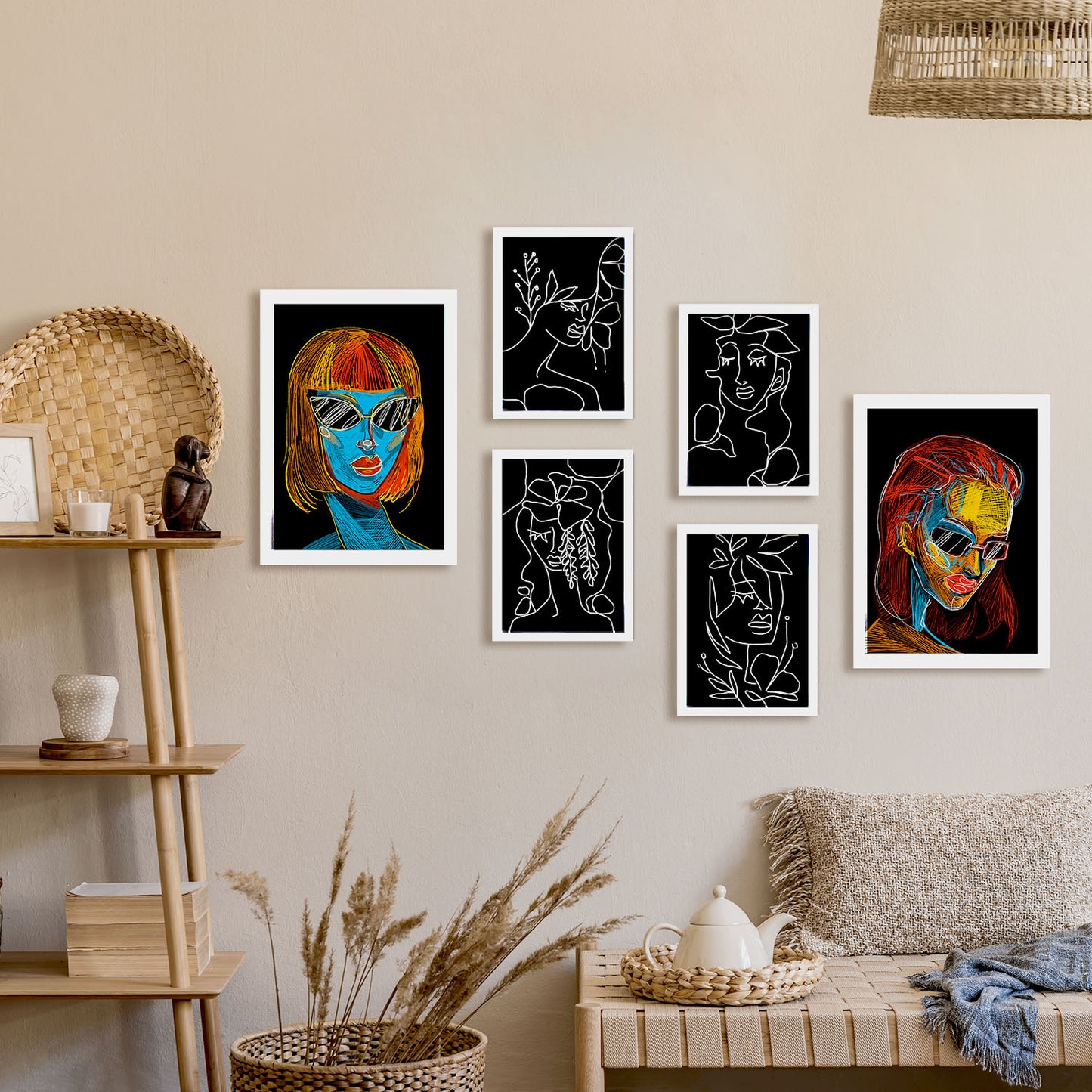 Nacnic Set de 6 Láminas Abstractas Femeninas de Belleza