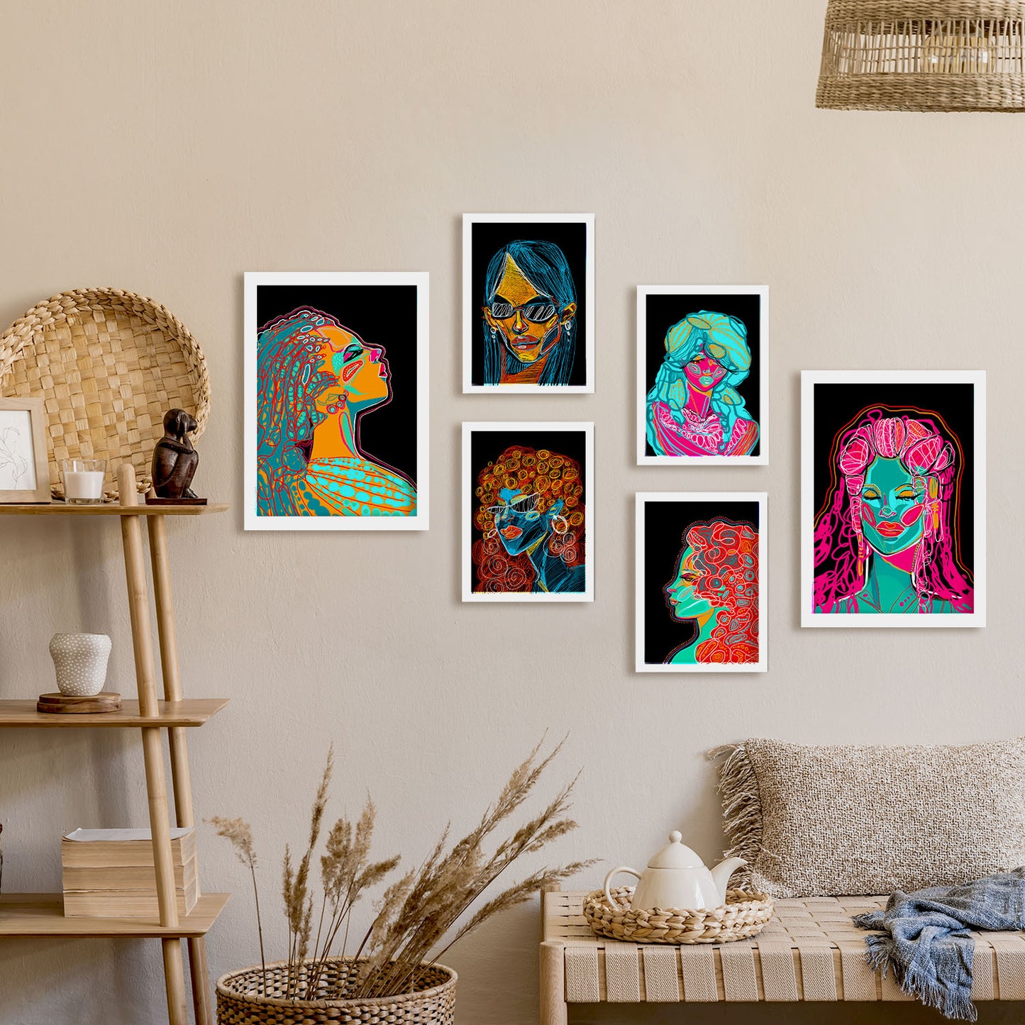 Nacnic Set de 6 Láminas Abstractas Femeninas en Tonos de Belleza