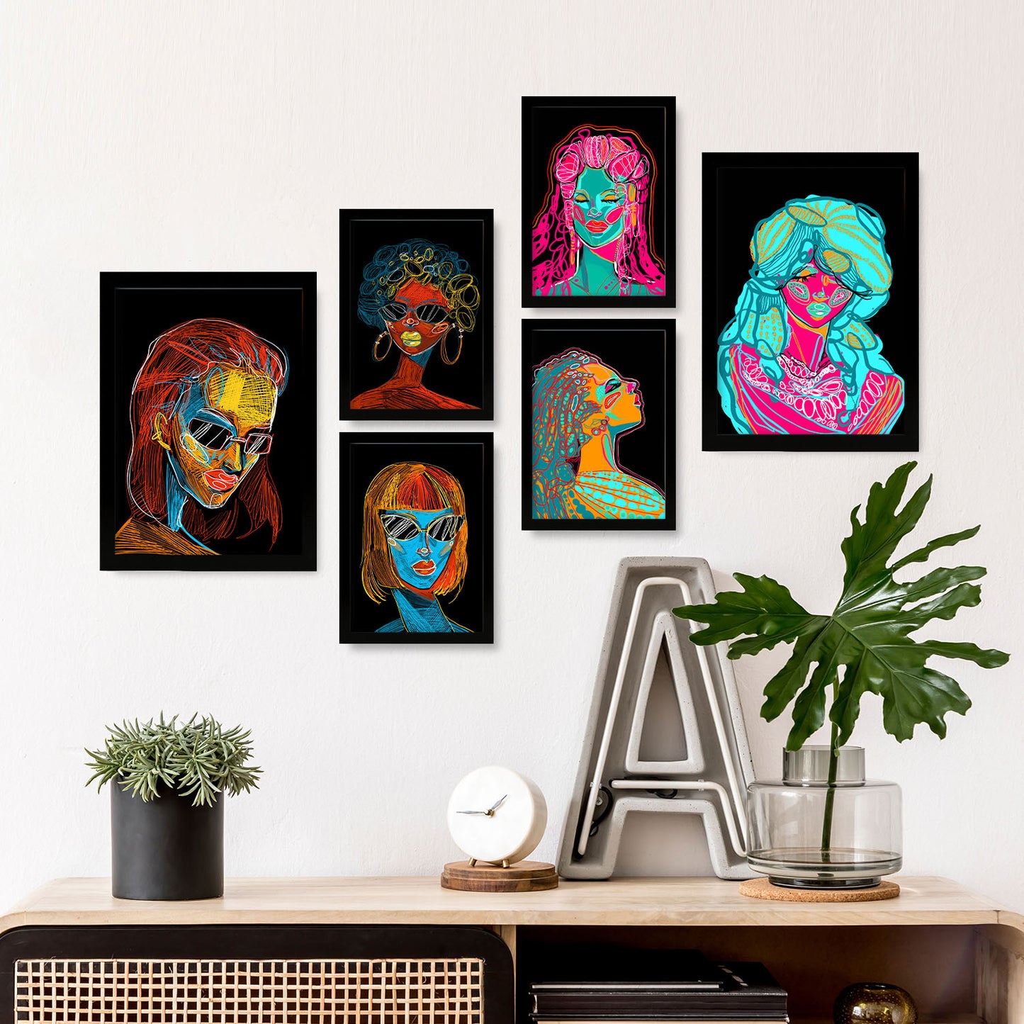 Nacnic Set de 6 Láminas Abstractas Femeninas en Tonos de Belleza