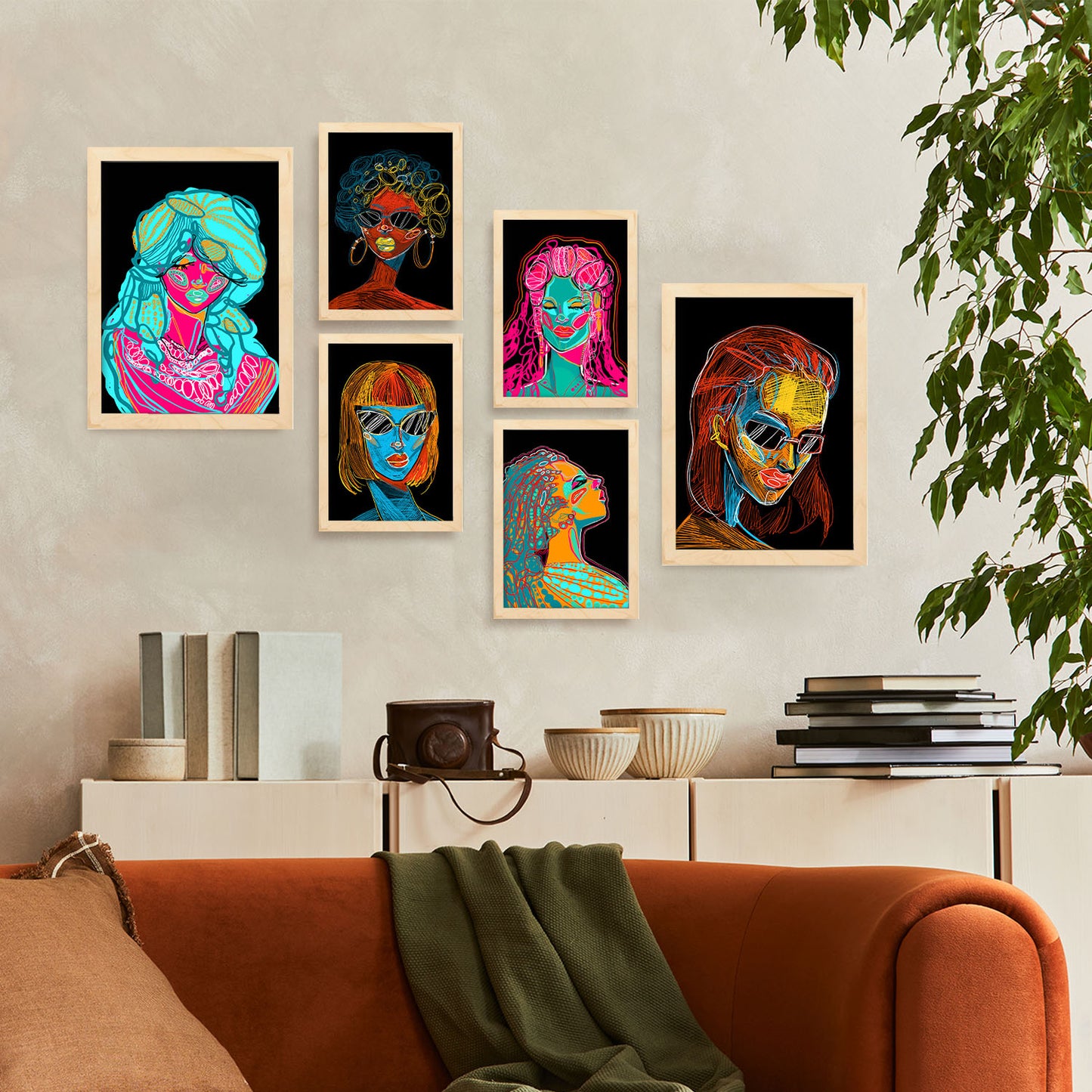 Nacnic Set de 6 Láminas Abstractas Femeninas en Tonos de Belleza