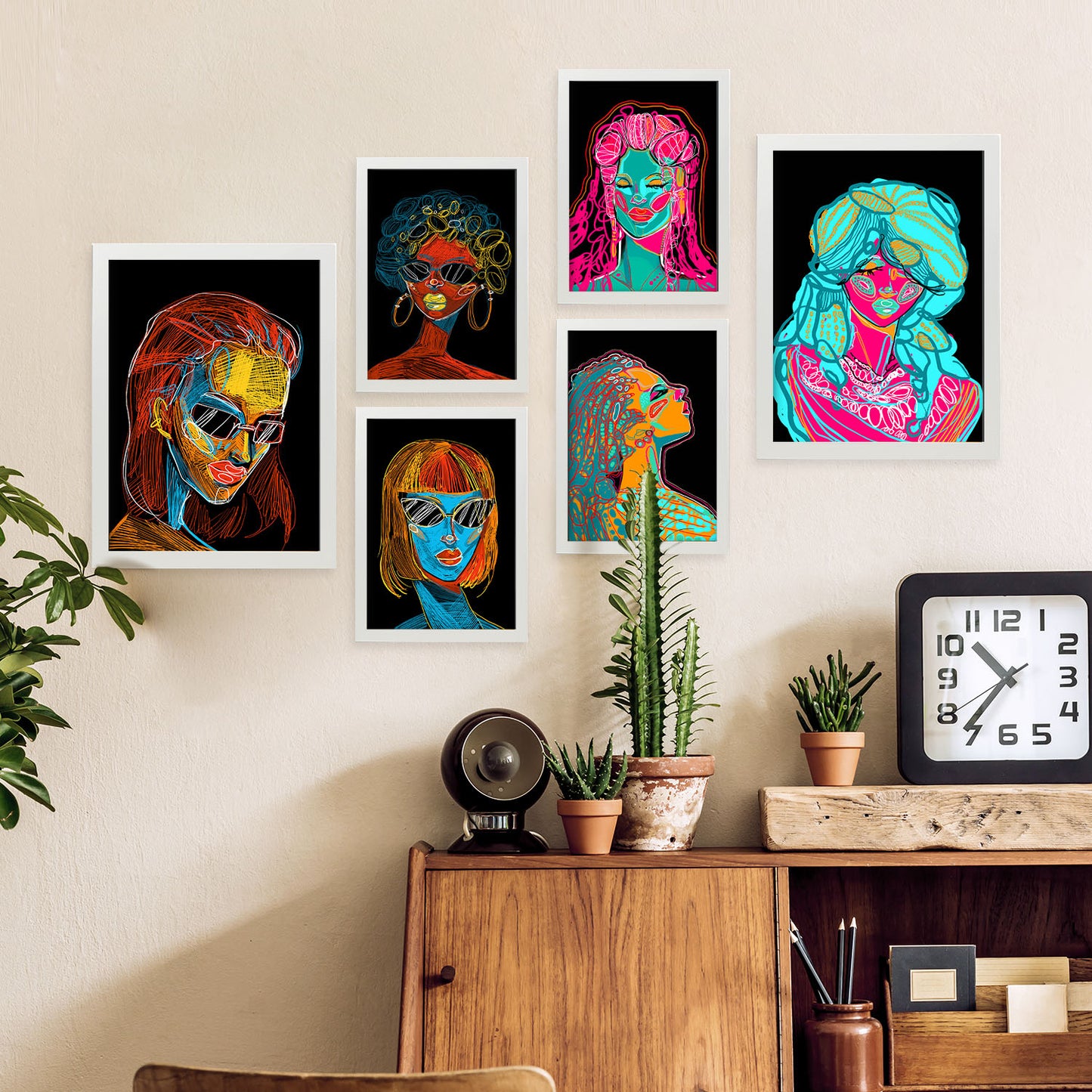 Nacnic Set de 6 Láminas Abstractas Femeninas en Tonos de Belleza