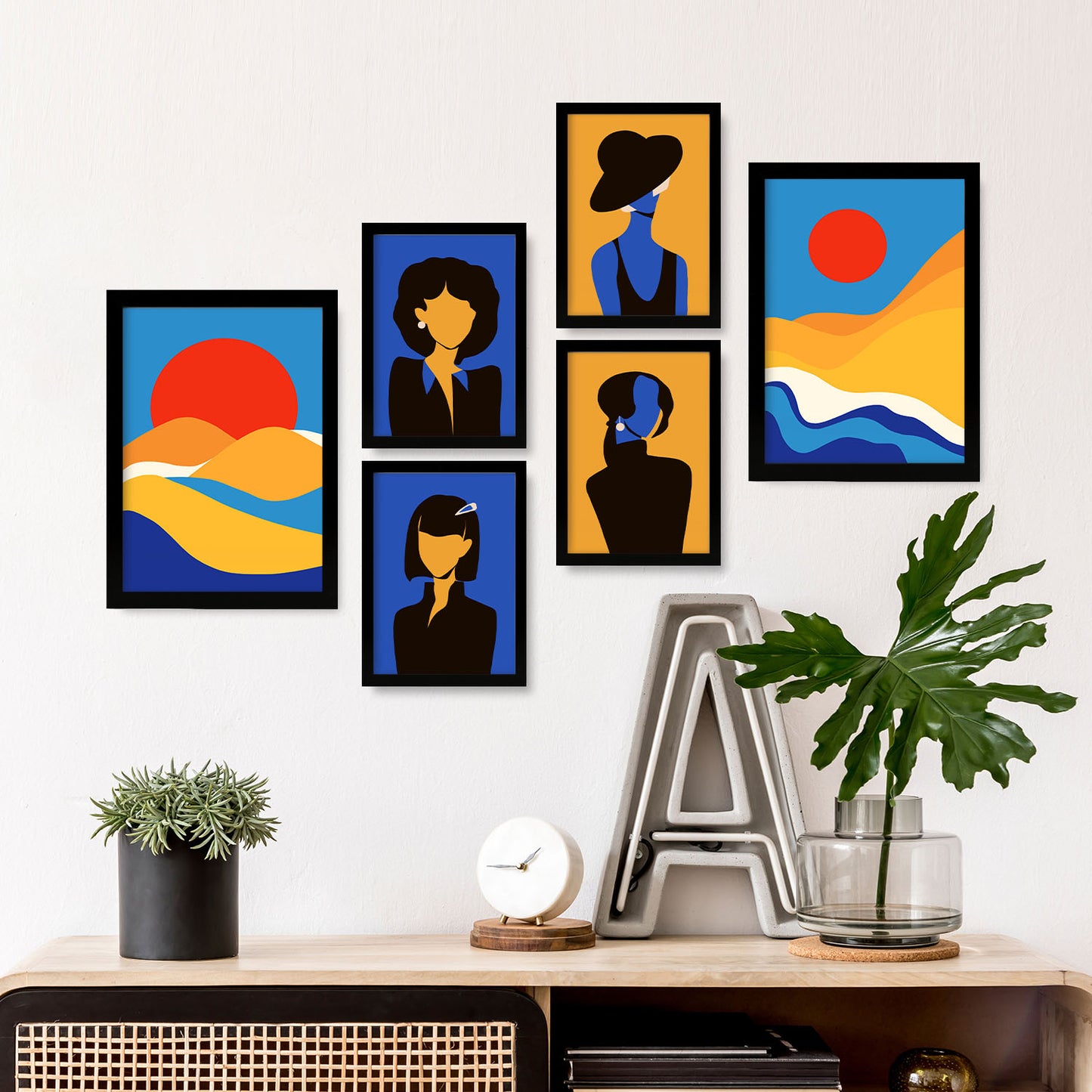 Nacnic Set de 6 Láminas Abstractas de Muchacho del Desierto