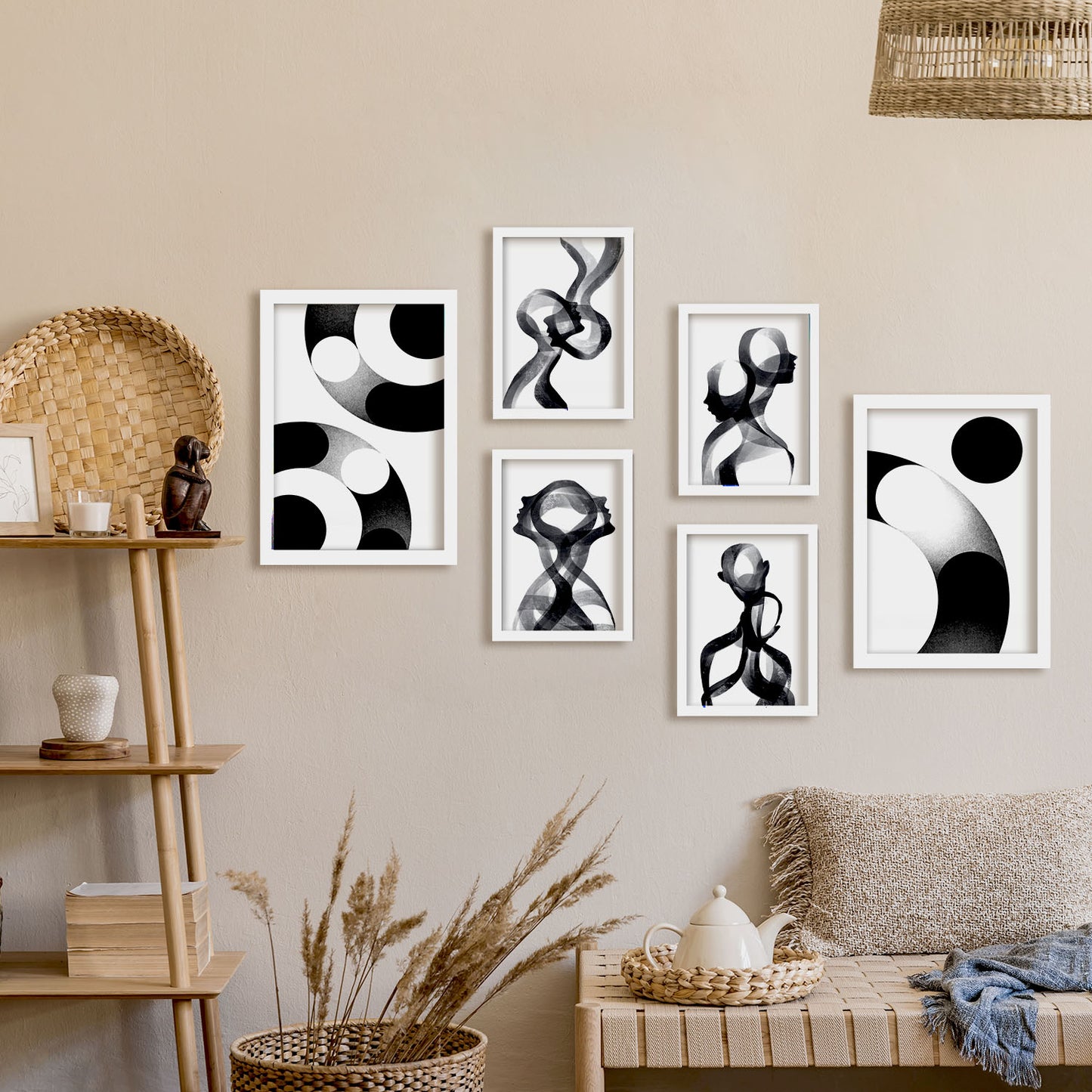 Nacnic Set de 6 Láminas Raya de Silencio en Amantes Abstracto