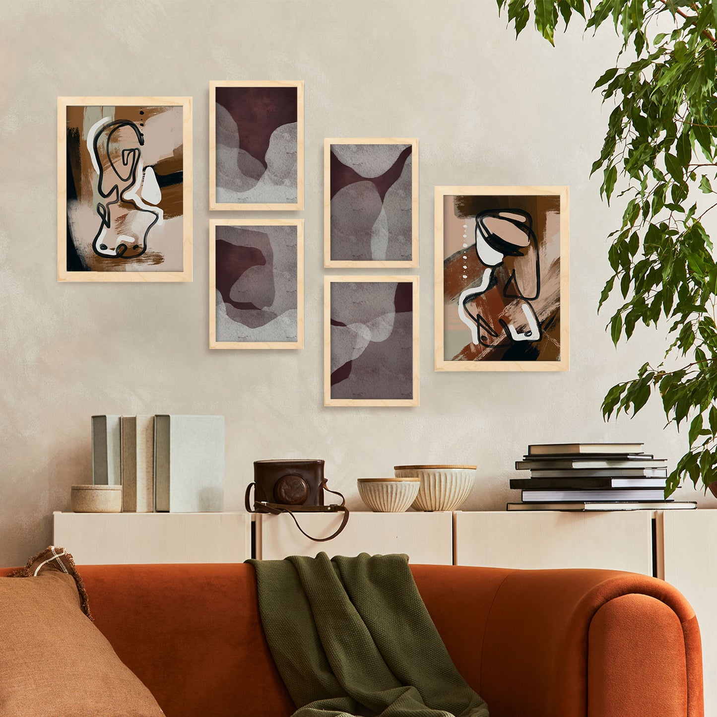 Nacnic Set de 6 Láminas de Arte Abstracto Femenino