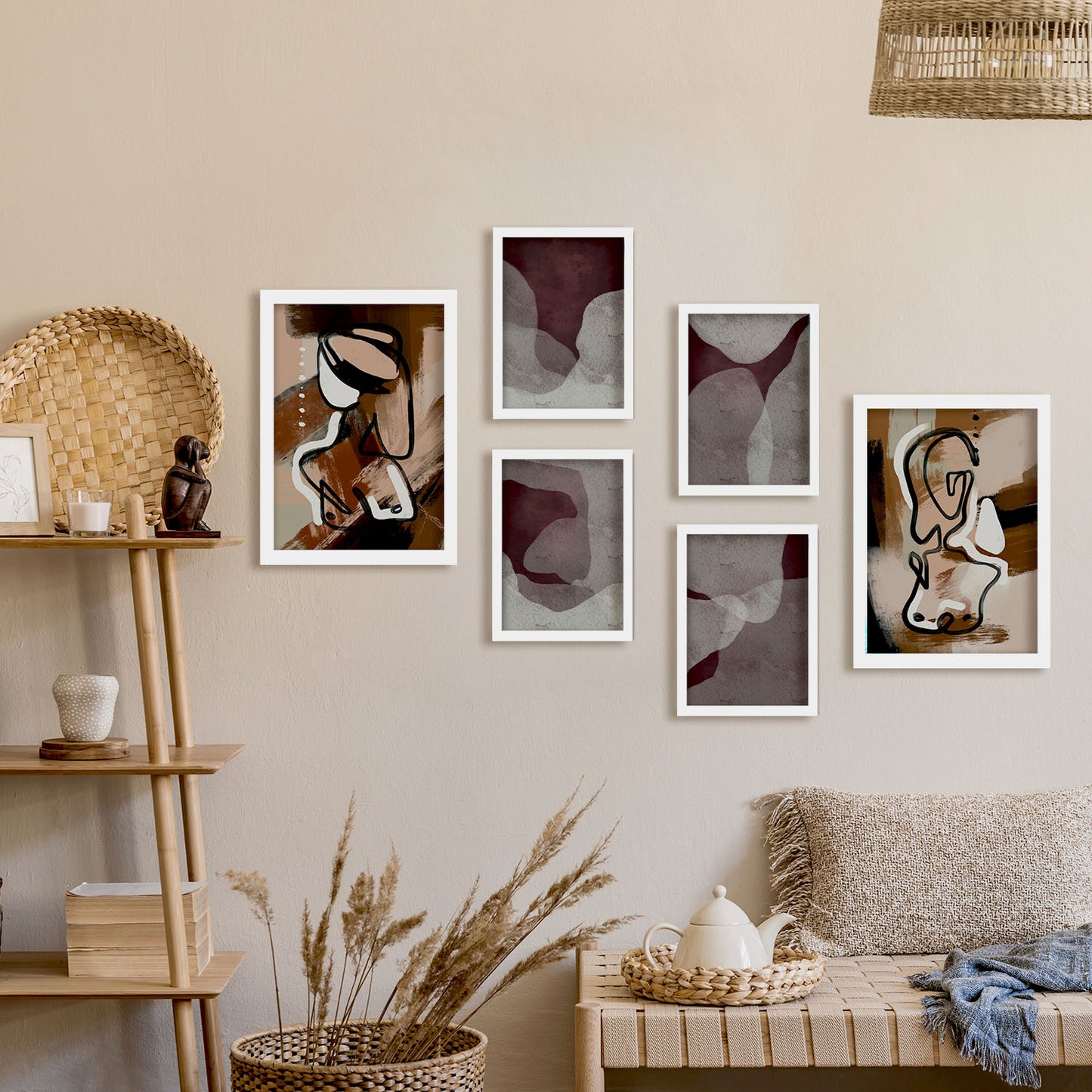 Nacnic Set de 6 Láminas de Arte Abstracto Femenino