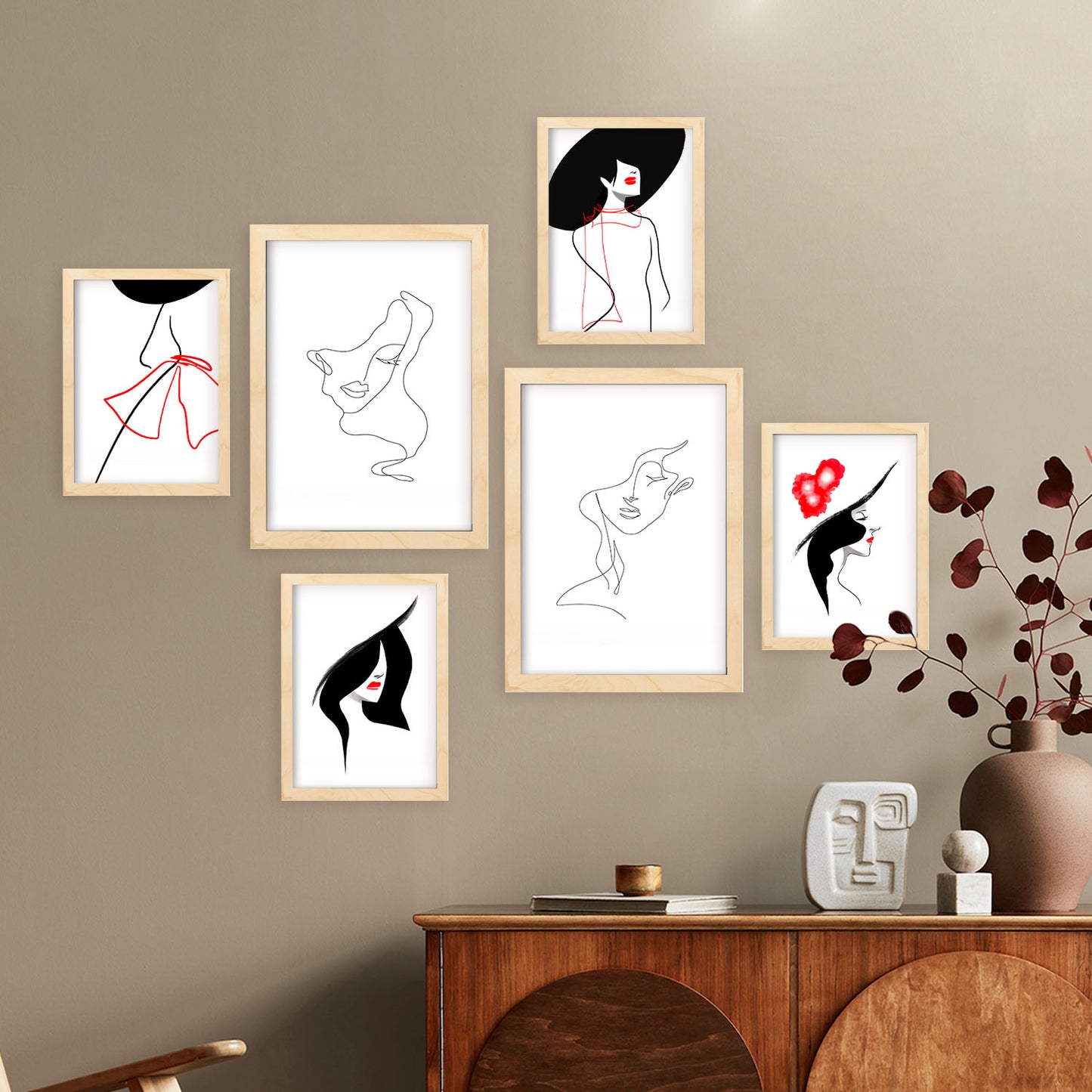 Nacnic Set de 6 Láminas Serence Beauty 1 en Abstracto Femenino