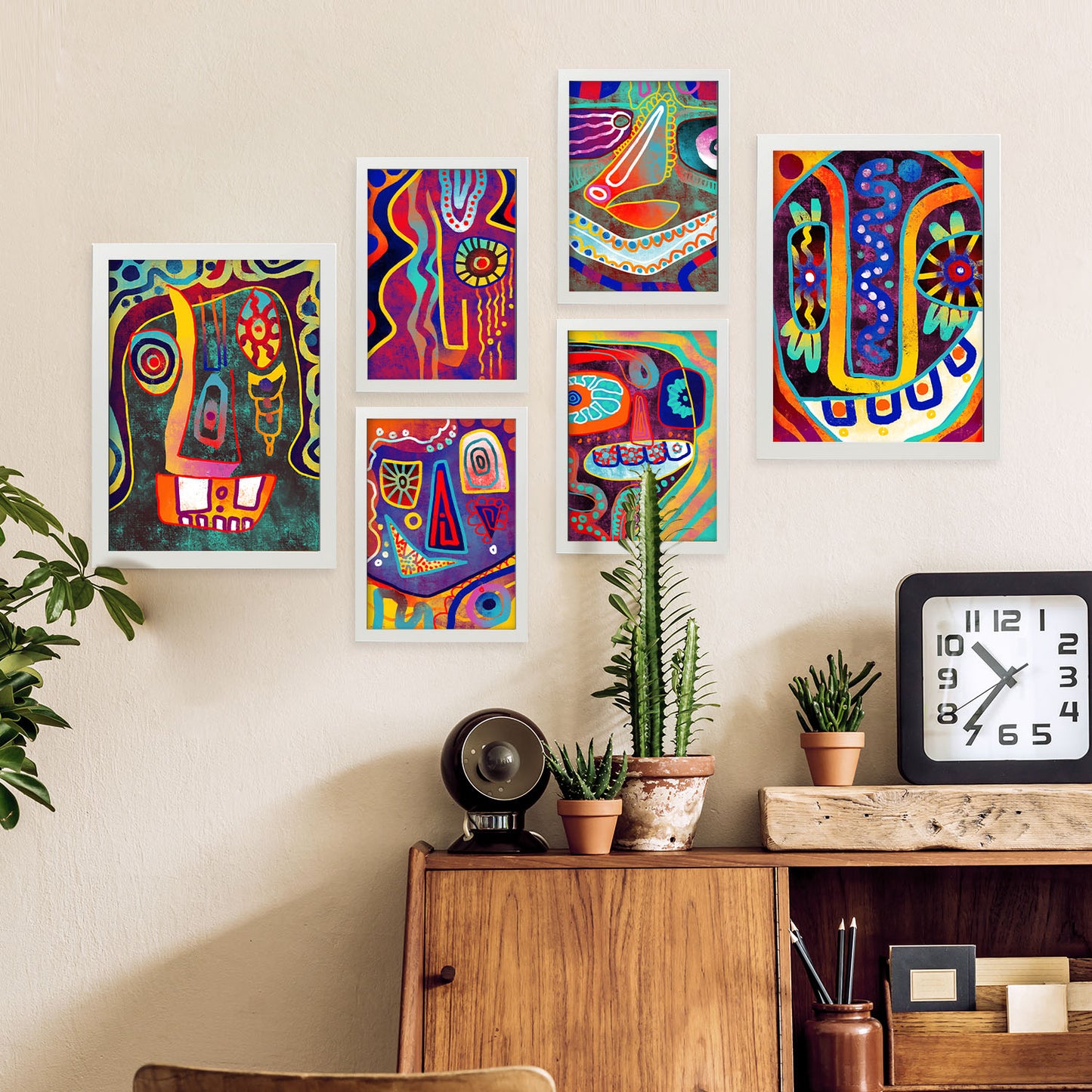 Set de 6 Posters Tipo Gótico de Nacnic en Resúmenes Coloridos