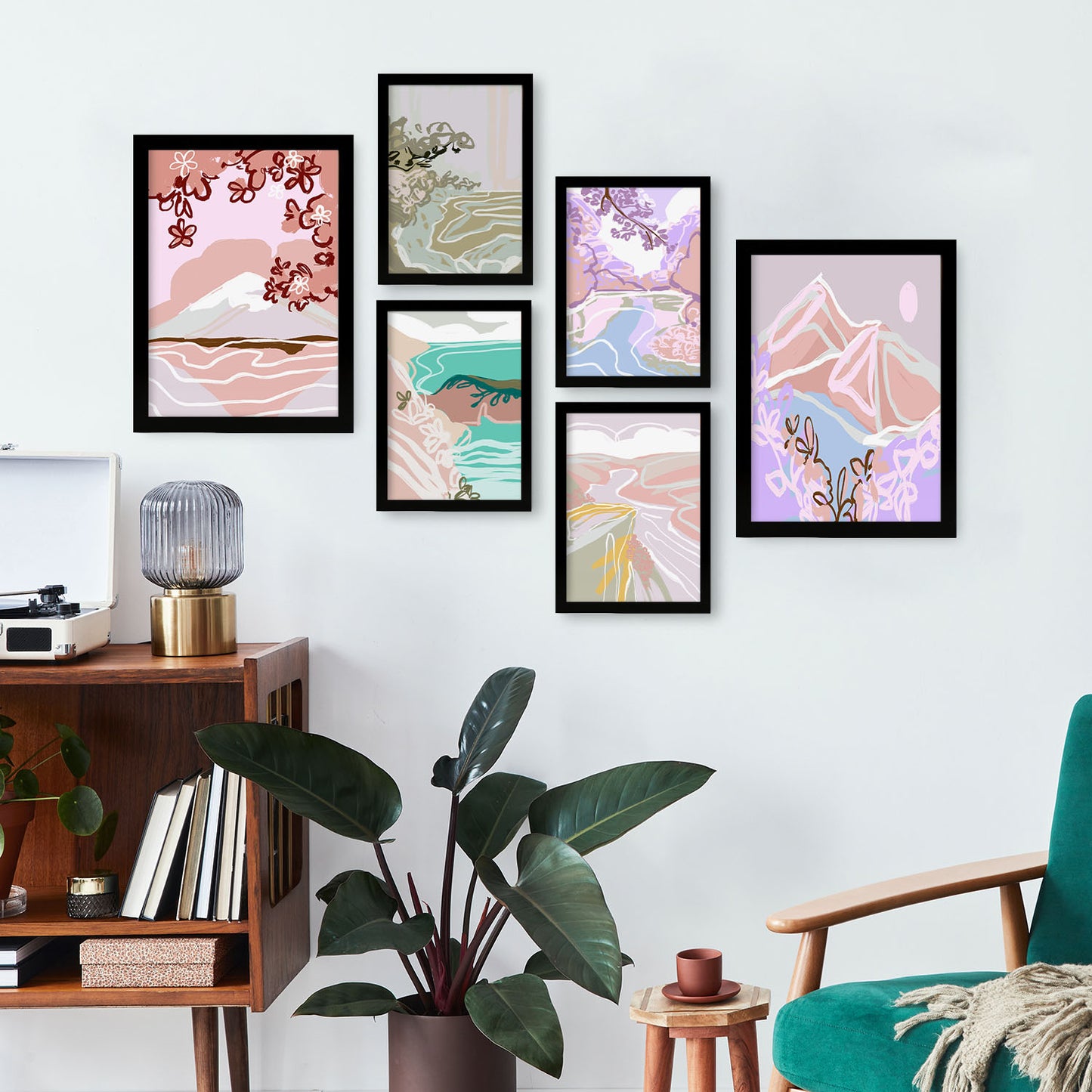 Nacnic Set de 6 Láminas de Naturaleza de Quietud en Resúmenes de Paisajes