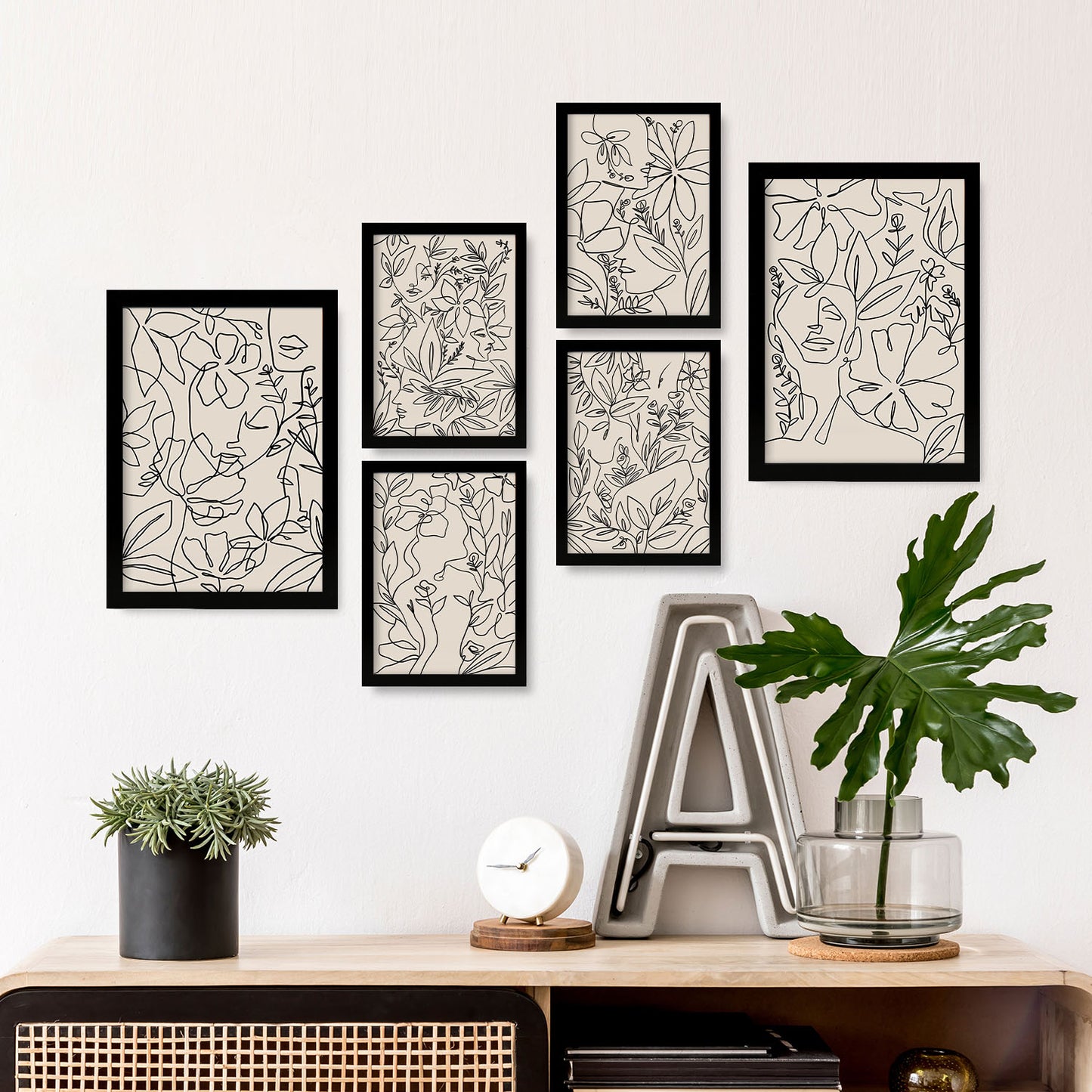 Nacnic Set de 6 Láminas Abstractas de Flores con Volantes