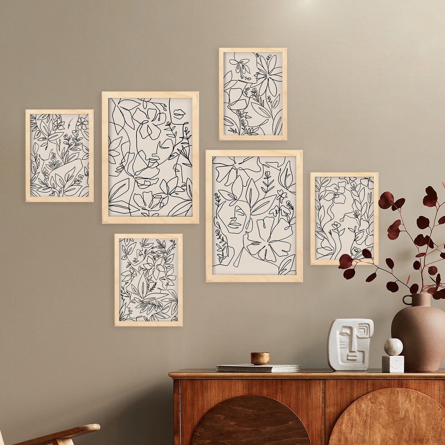 Nacnic Set de 6 Láminas Abstractas de Flores con Volantes