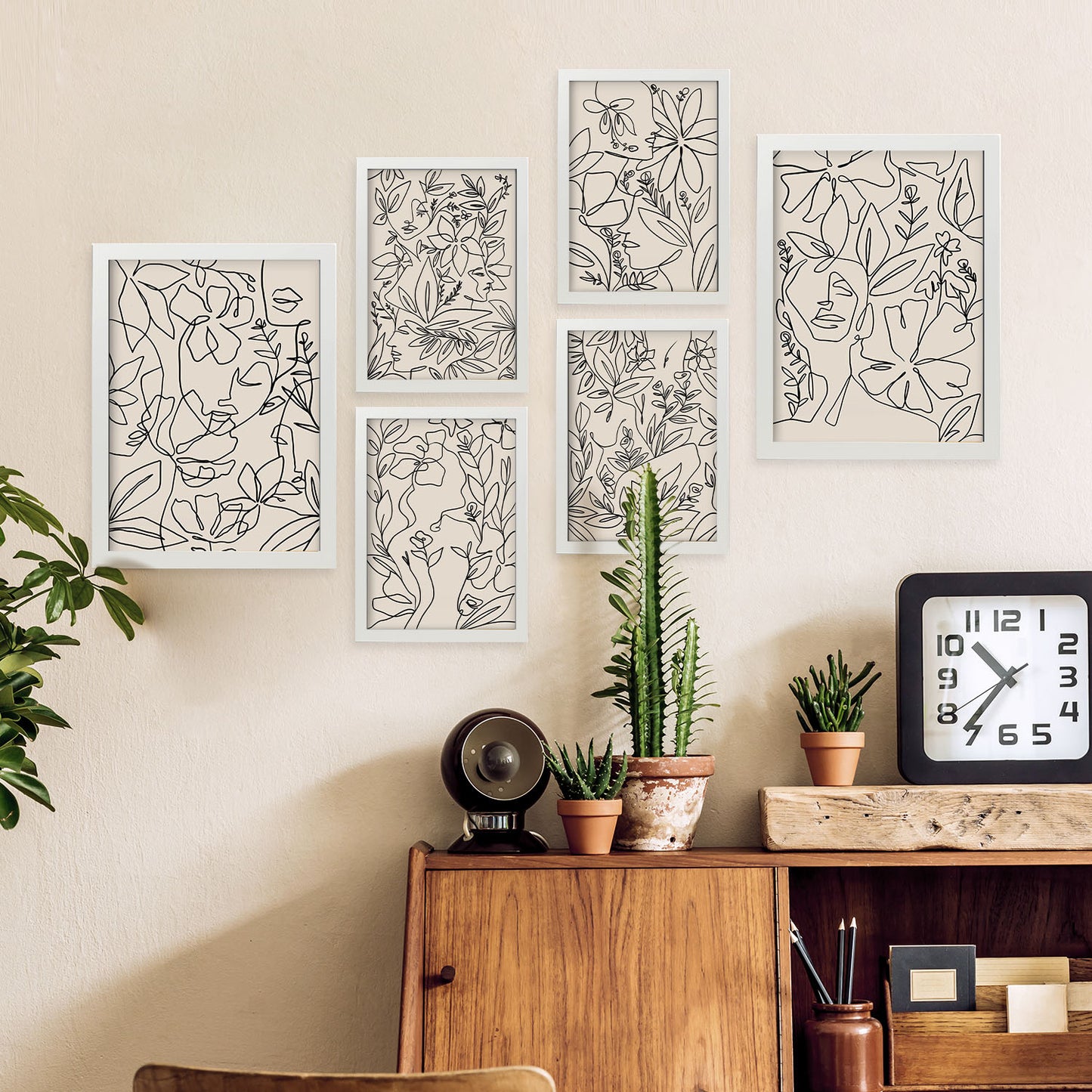 Nacnic Set de 6 Láminas Abstractas de Flores con Volantes