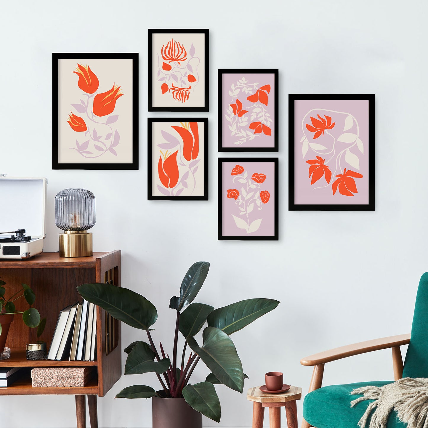 Nacnic Set de 6 Láminas Abstractas de Flores