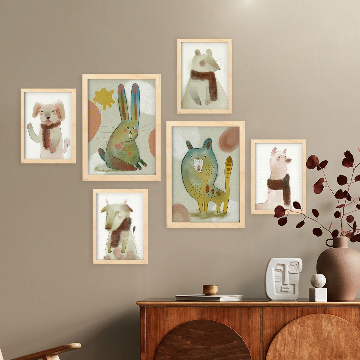 Set de 6 Posters Nacnic de Conejos y Cachorros en Resúmenes de Animales