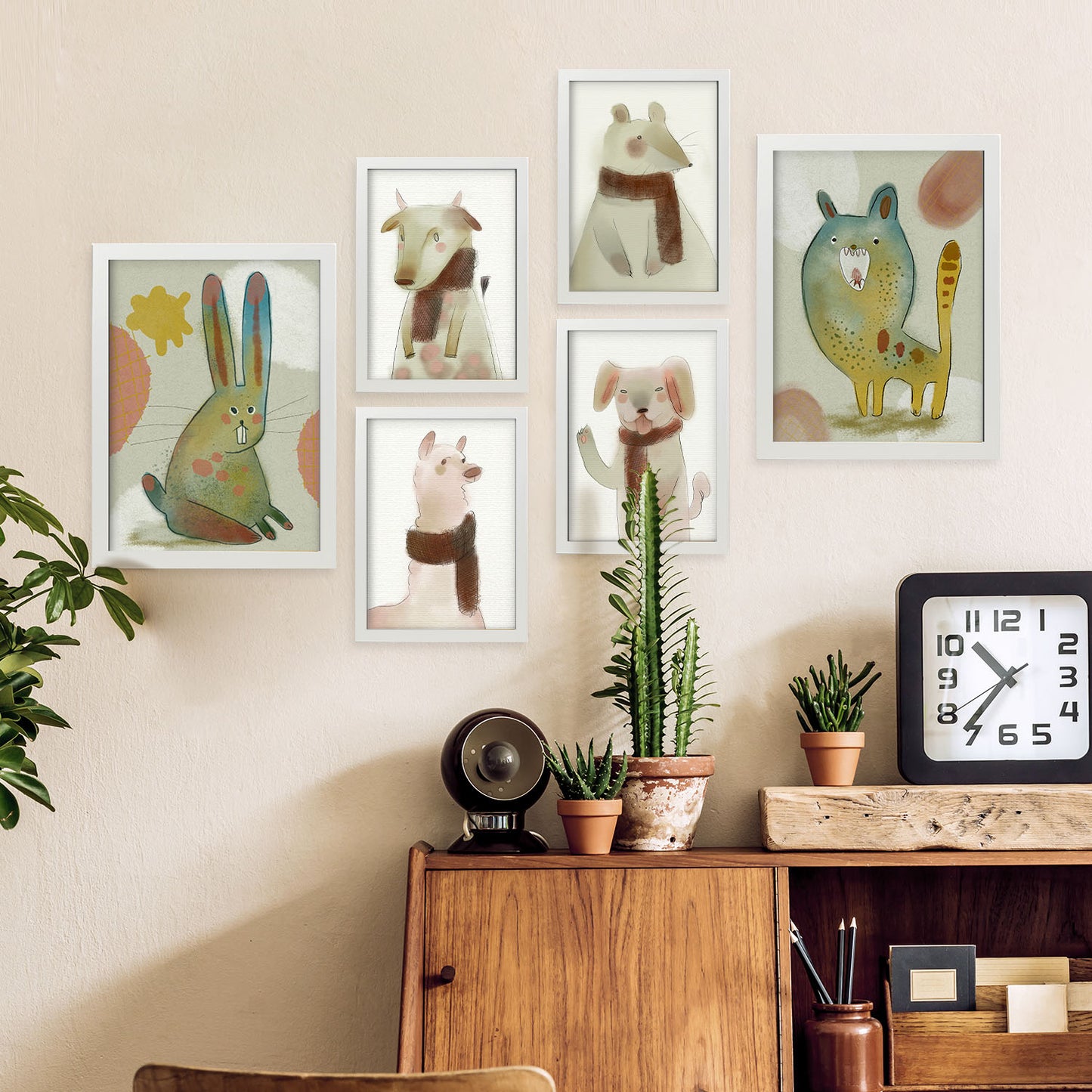 Set de 6 Posters Nacnic de Conejos y Cachorros en Resúmenes de Animales