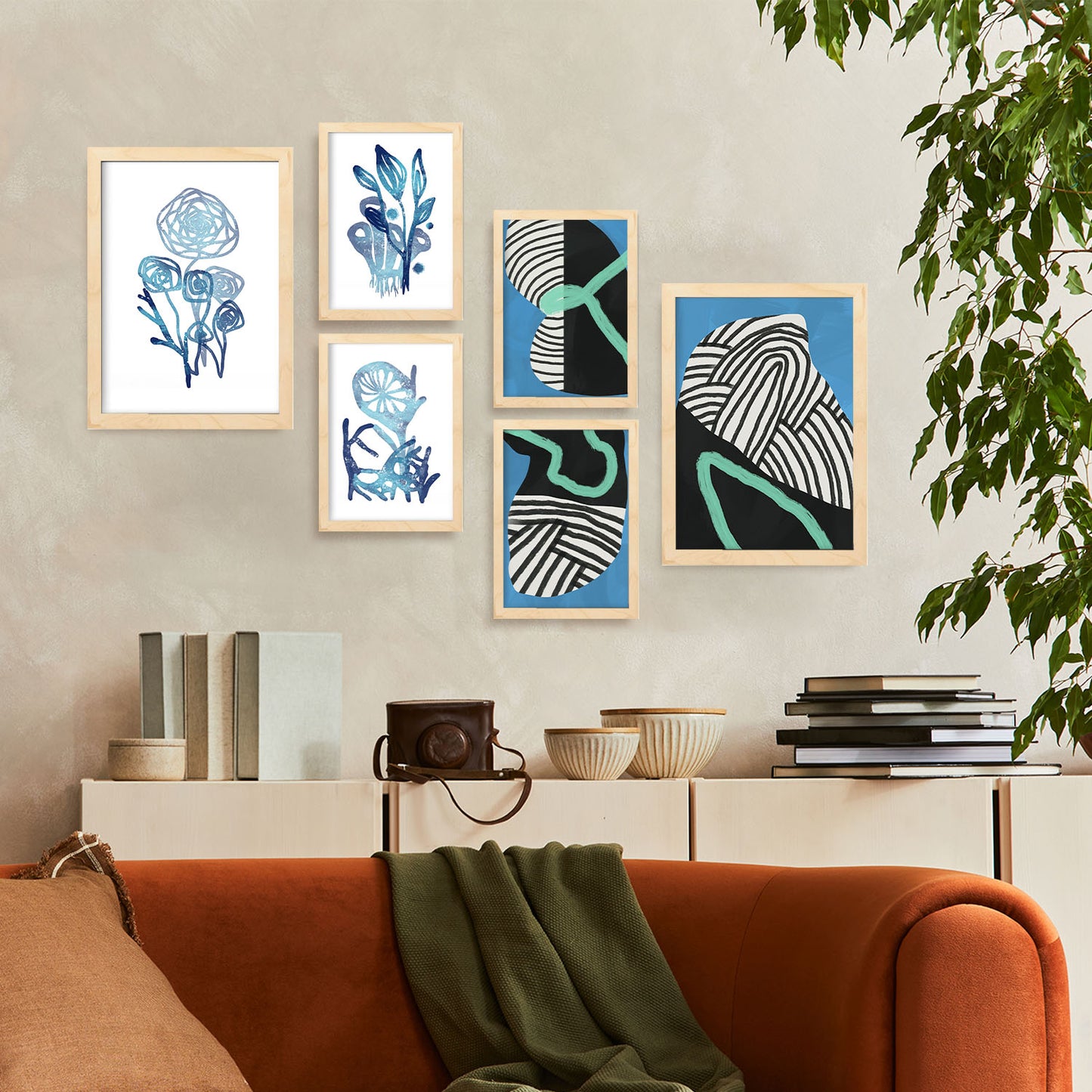Nacnic Set de 6 Láminas de Vegetación Salvaje y Flores Abstractas