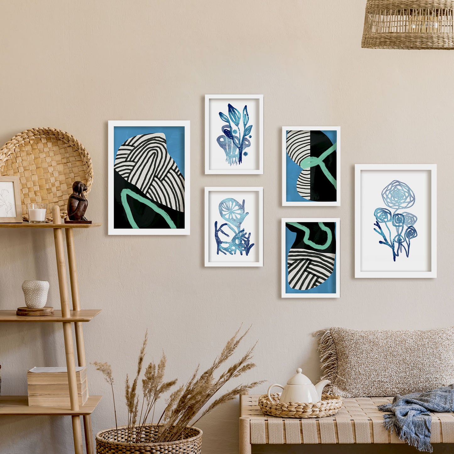 Nacnic Set de 6 Láminas de Vegetación Salvaje y Flores Abstractas