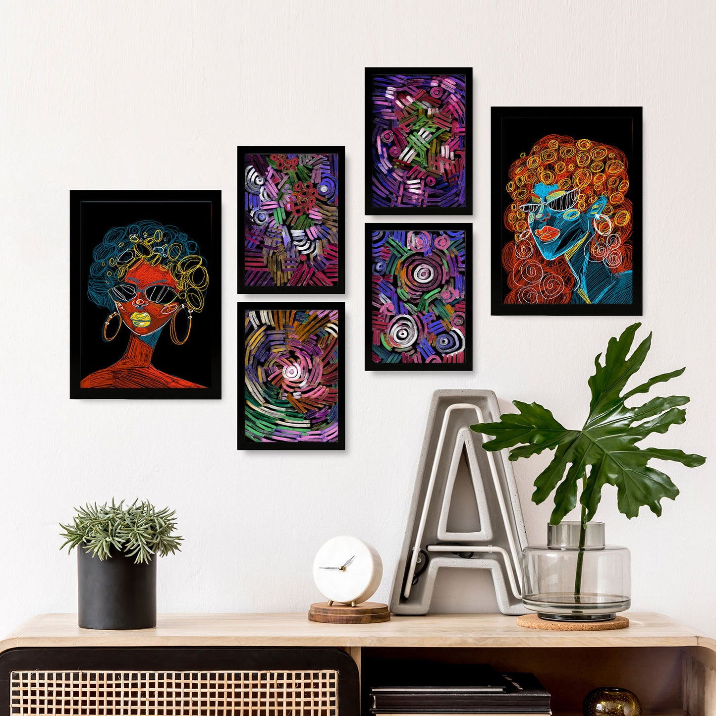 Conjunto Nacnic de 6 Láminas Abstractas Femeninas