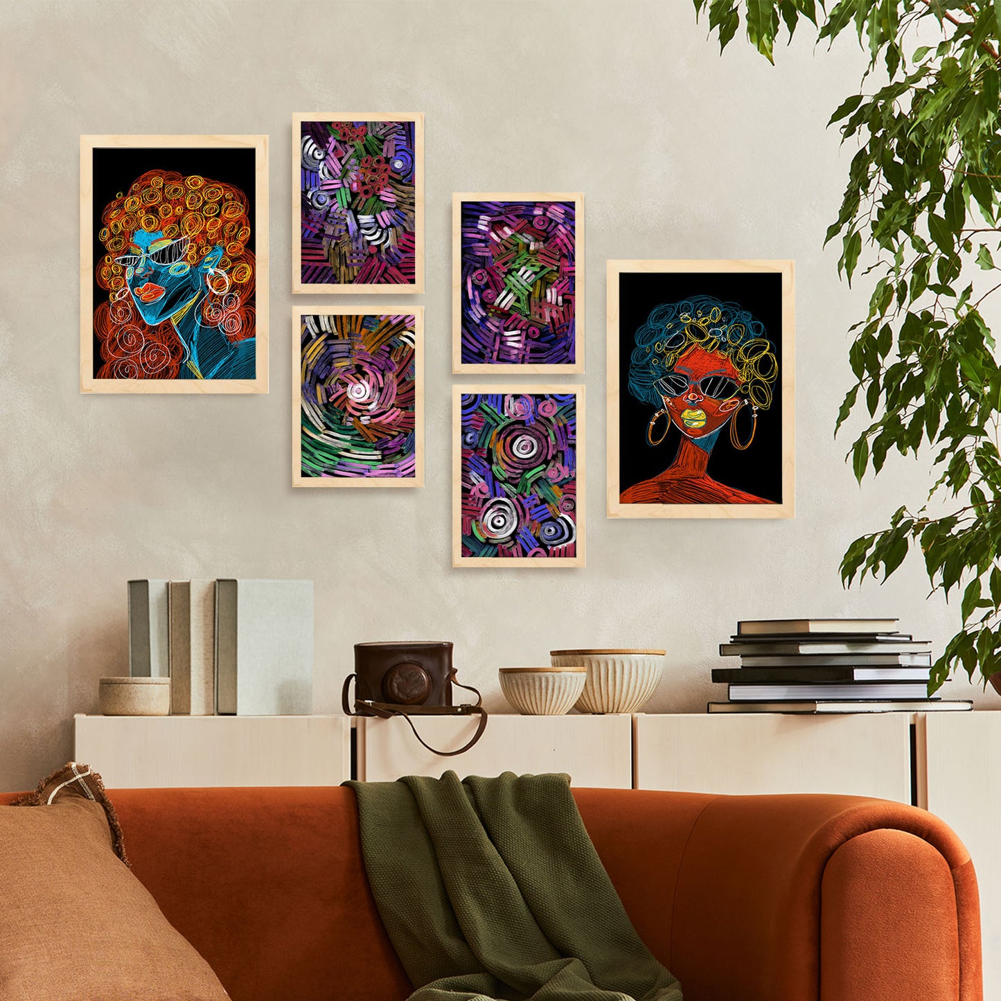 Conjunto Nacnic de 6 Láminas Abstractas Femeninas