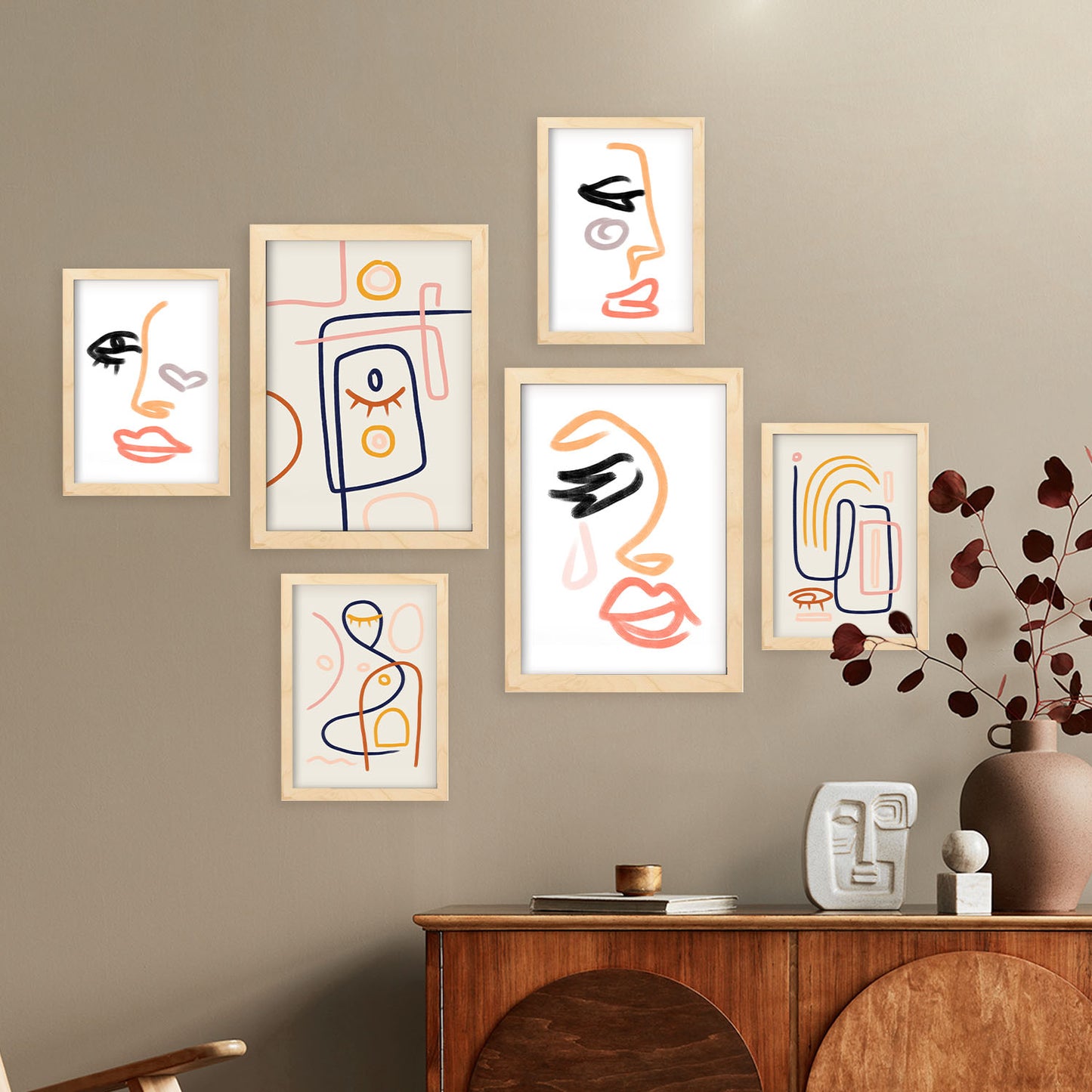 Nacnic Set de 6 Láminas de Silencio de Mierda en Abstracto Femenino