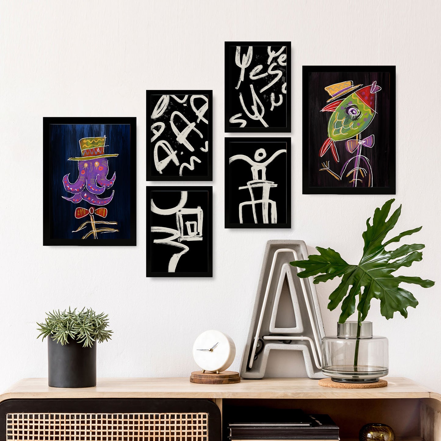 Nacnic Set de 6 Láminas de Animales Resumidos y Estampados Decorativos Estéticos