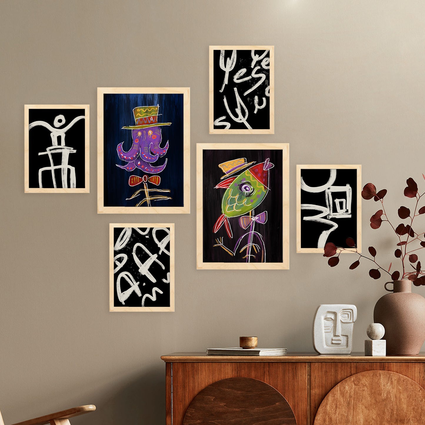 Nacnic Set de 6 Láminas de Animales Resumidos y Estampados Decorativos Estéticos