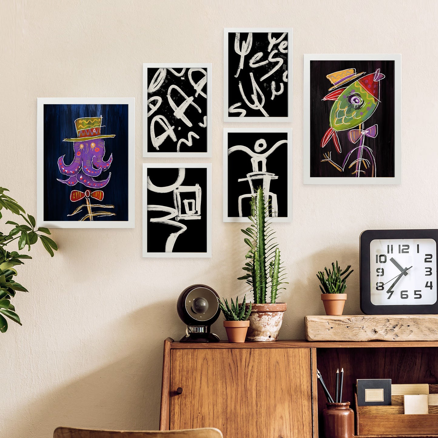 Nacnic Set de 6 Láminas de Animales Resumidos y Estampados Decorativos Estéticos