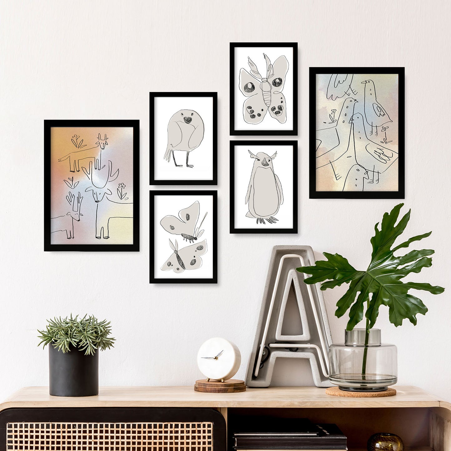 Nacnic Set de 6 Posters Alas de Amor 2 en Resúmenes de Animales