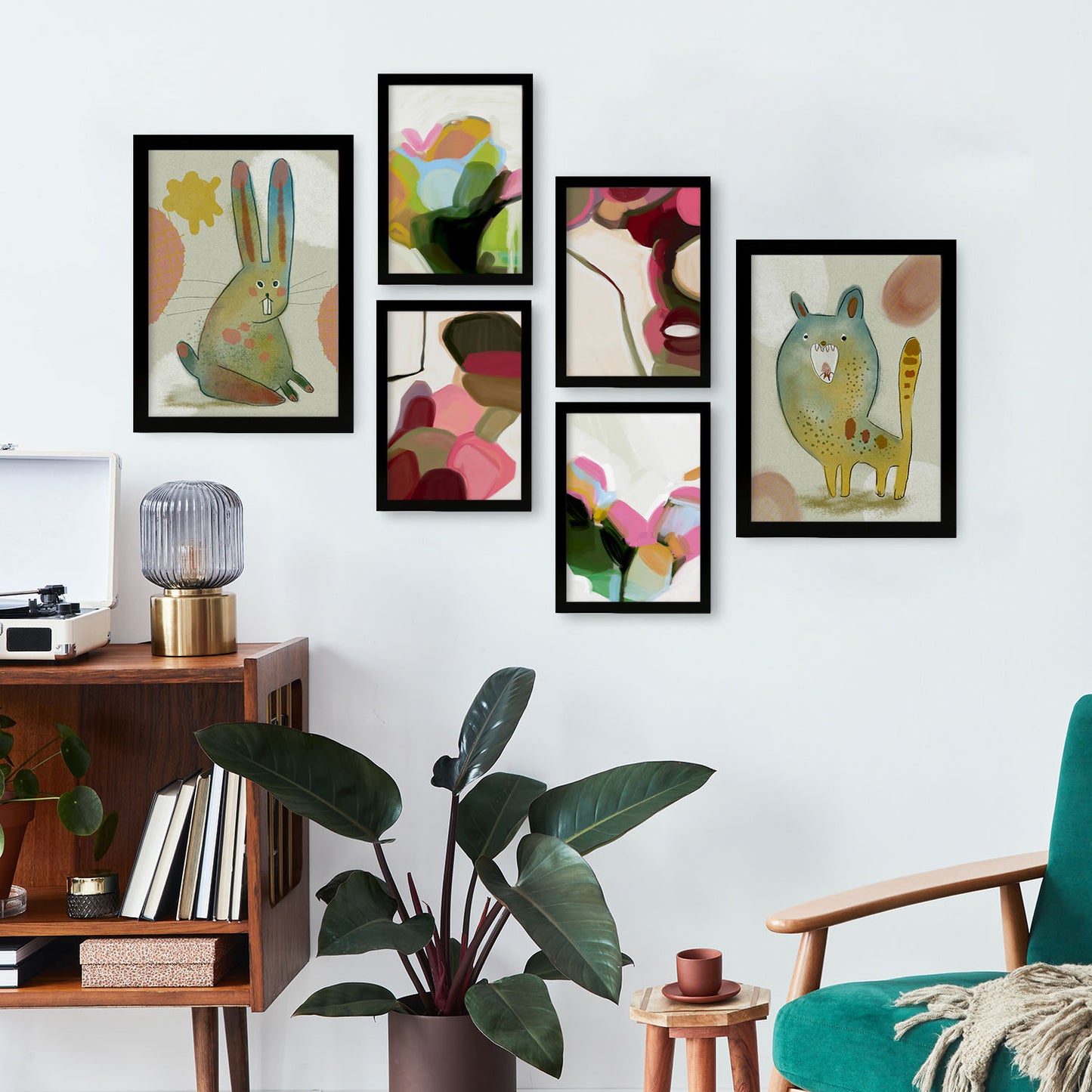 Nacnic Set de 6 Posters de Conejos y Cachorros en Resúmenes de Animales