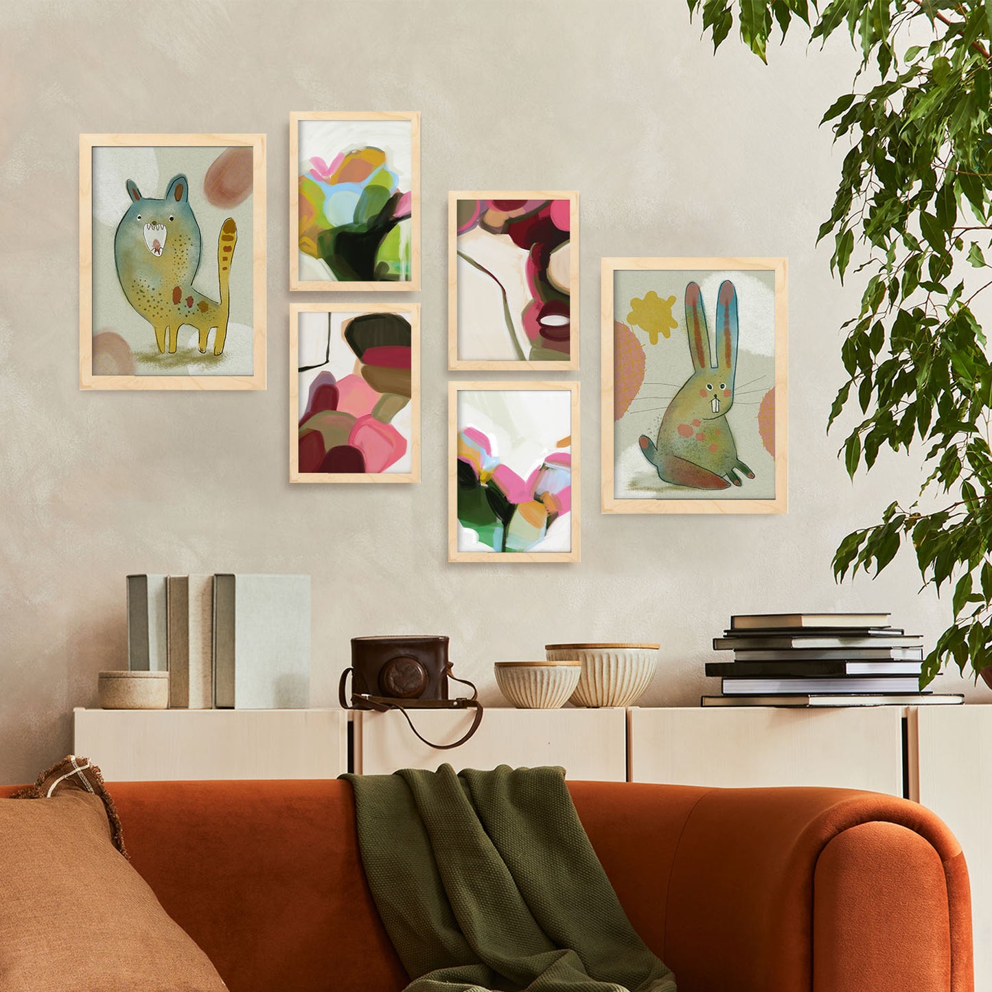 Nacnic Set de 6 Posters de Conejos y Cachorros en Resúmenes de Animales