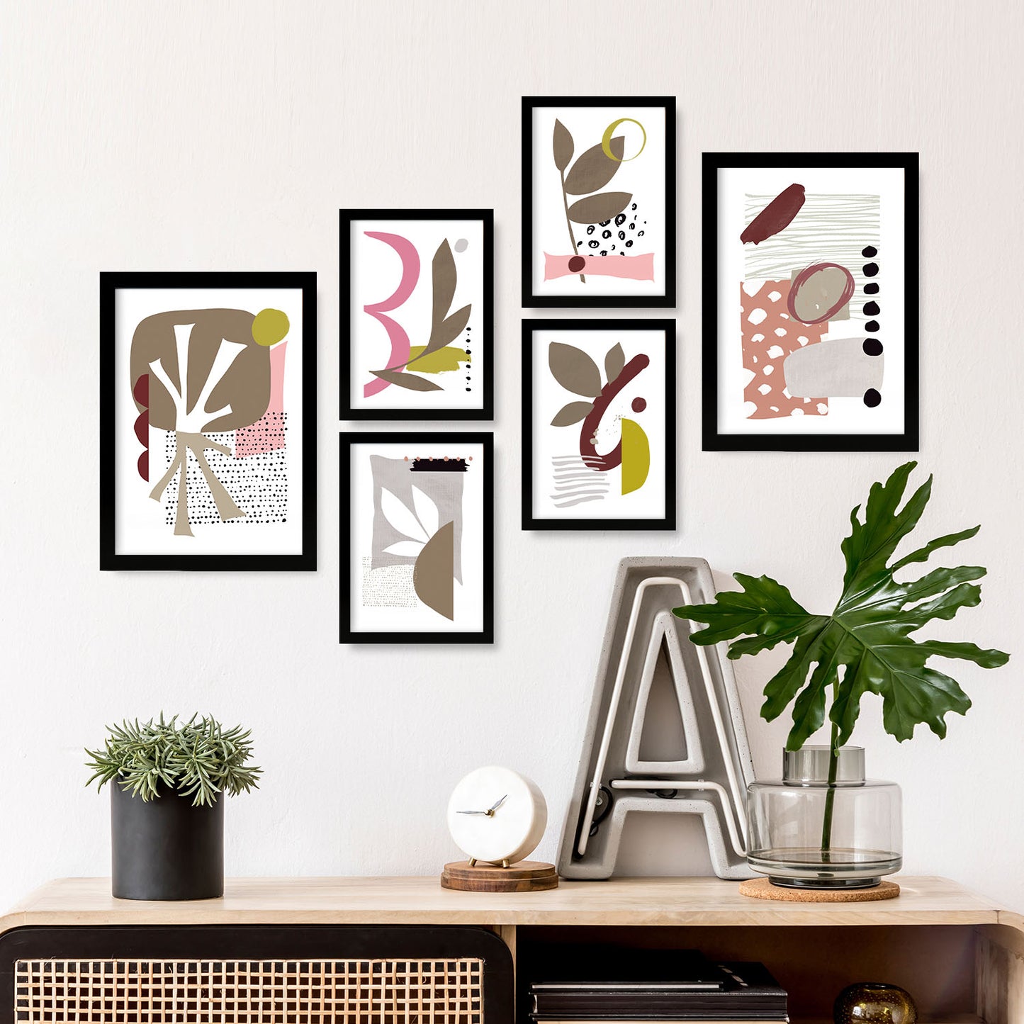 Nacnic Set de 6 Laminas Abstractas de Flores Estéticas para Sala de Estar y Dormitorio