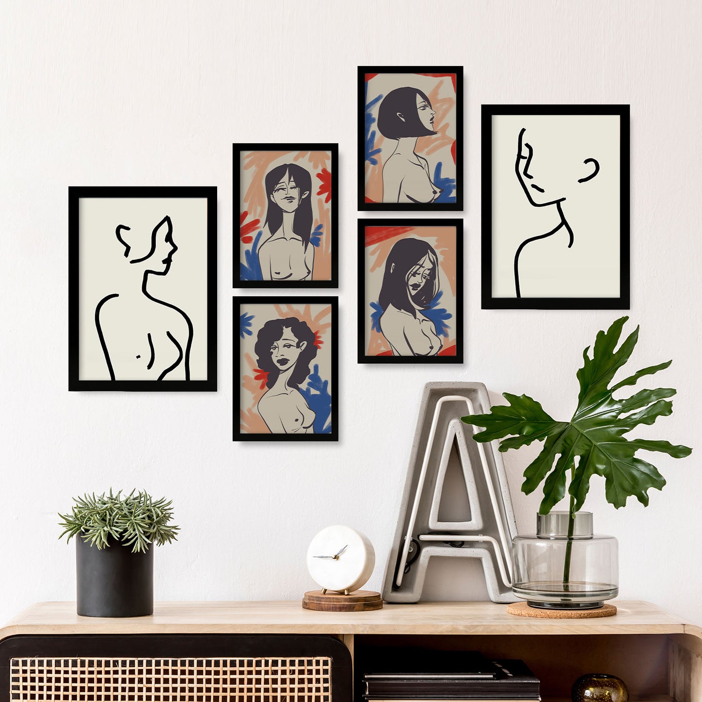 Set de 6 Láminas Nacnic de Físico del Cuerpo en Abstracto Femenino