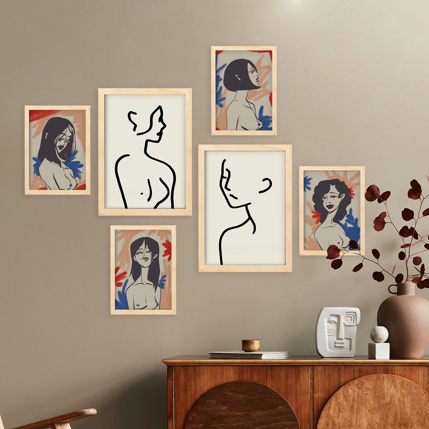 Set de 6 Láminas Nacnic de Físico del Cuerpo en Abstracto Femenino