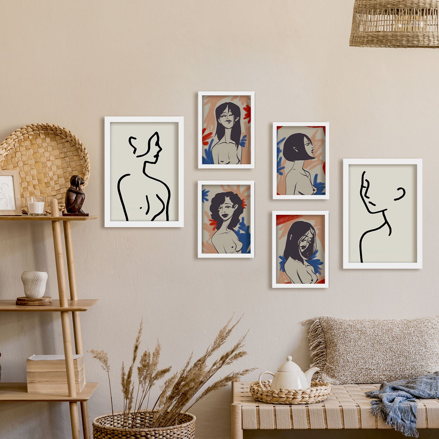 Set de 6 Láminas Nacnic de Físico del Cuerpo en Abstracto Femenino