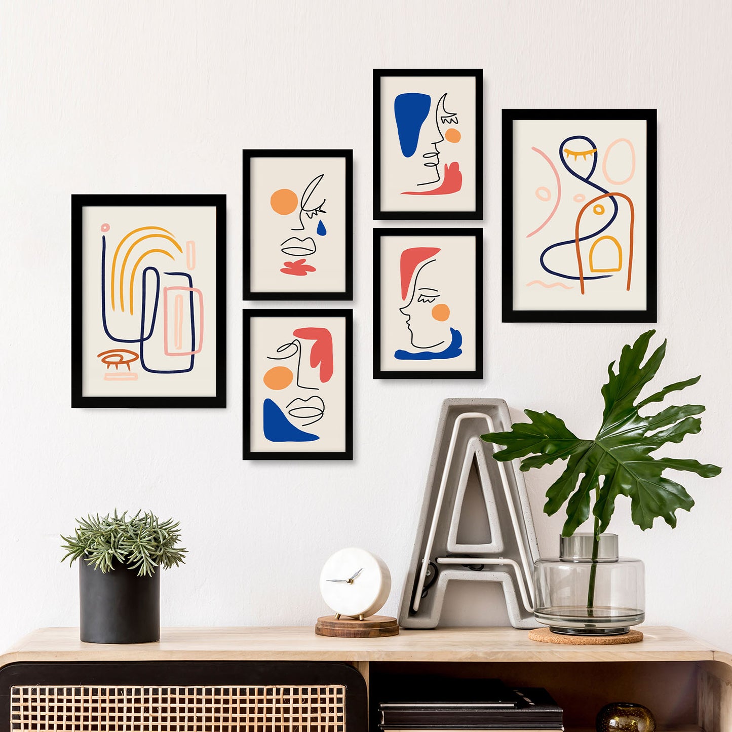 Nacnic Set de 6 Laminas de Arte Jazzy y Abstracto Femenino