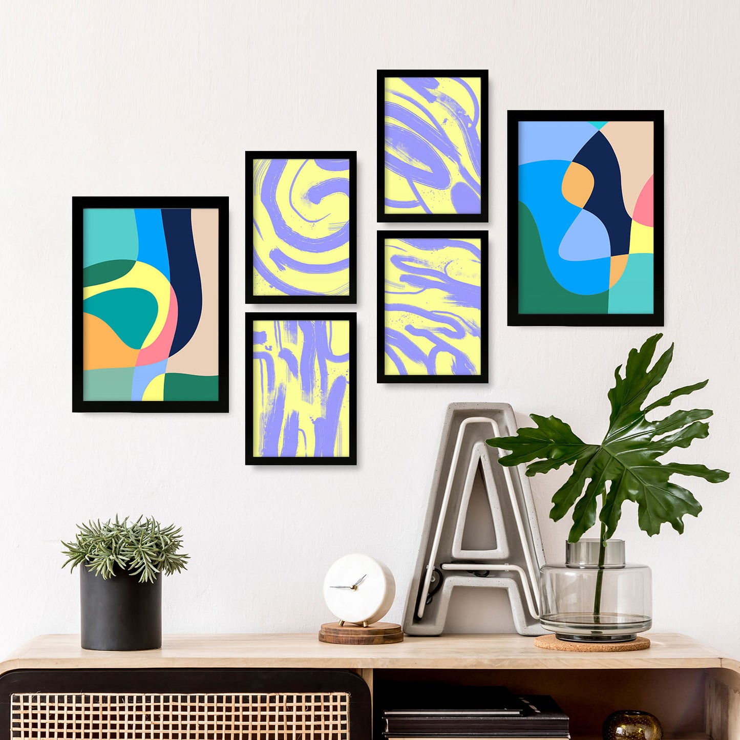 Nacnic Set de 6 Láminas de Artes sin Viento en Colores Resúmenes