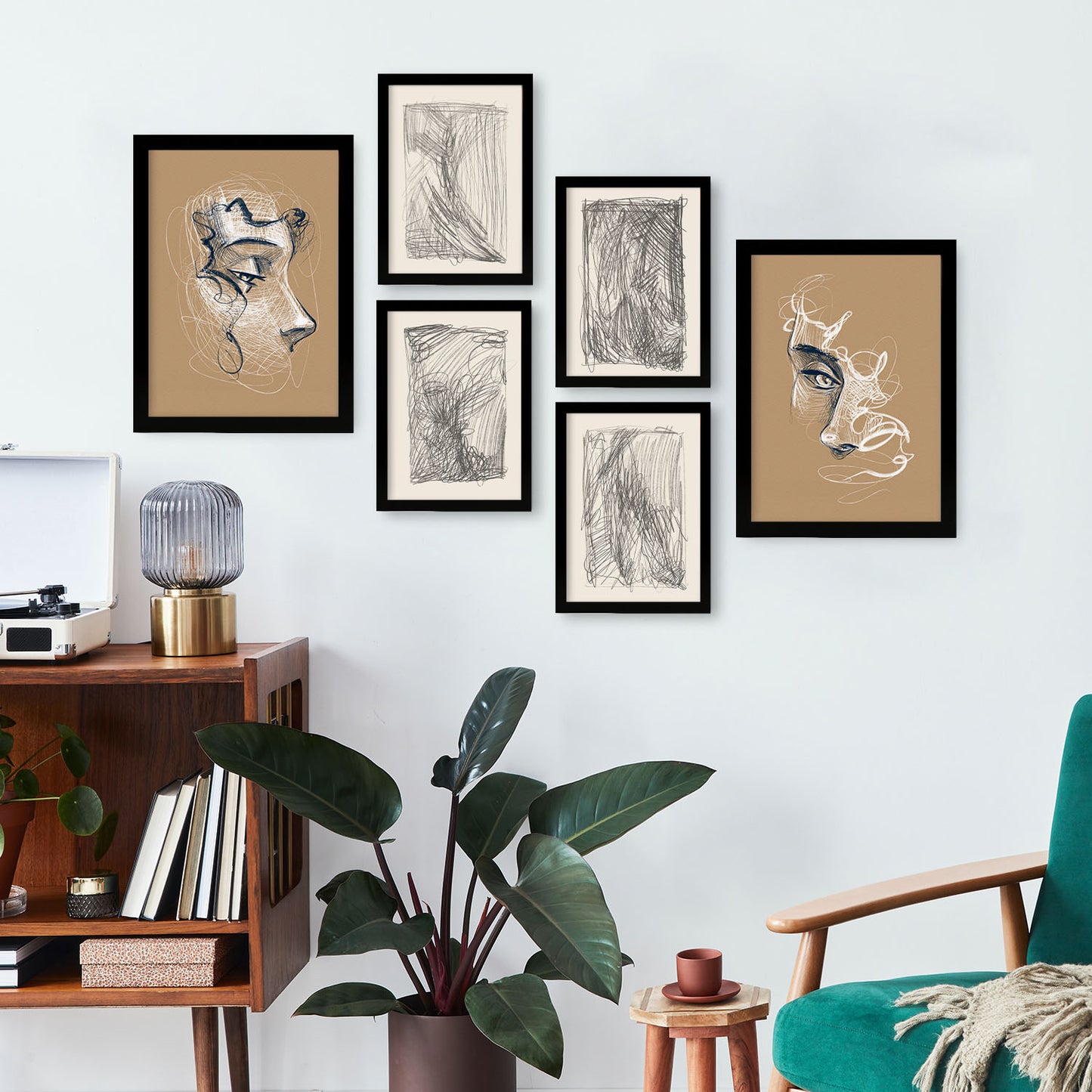 Nacnic Set de 6 Láminas de Artesanía en Abstracto Femenino