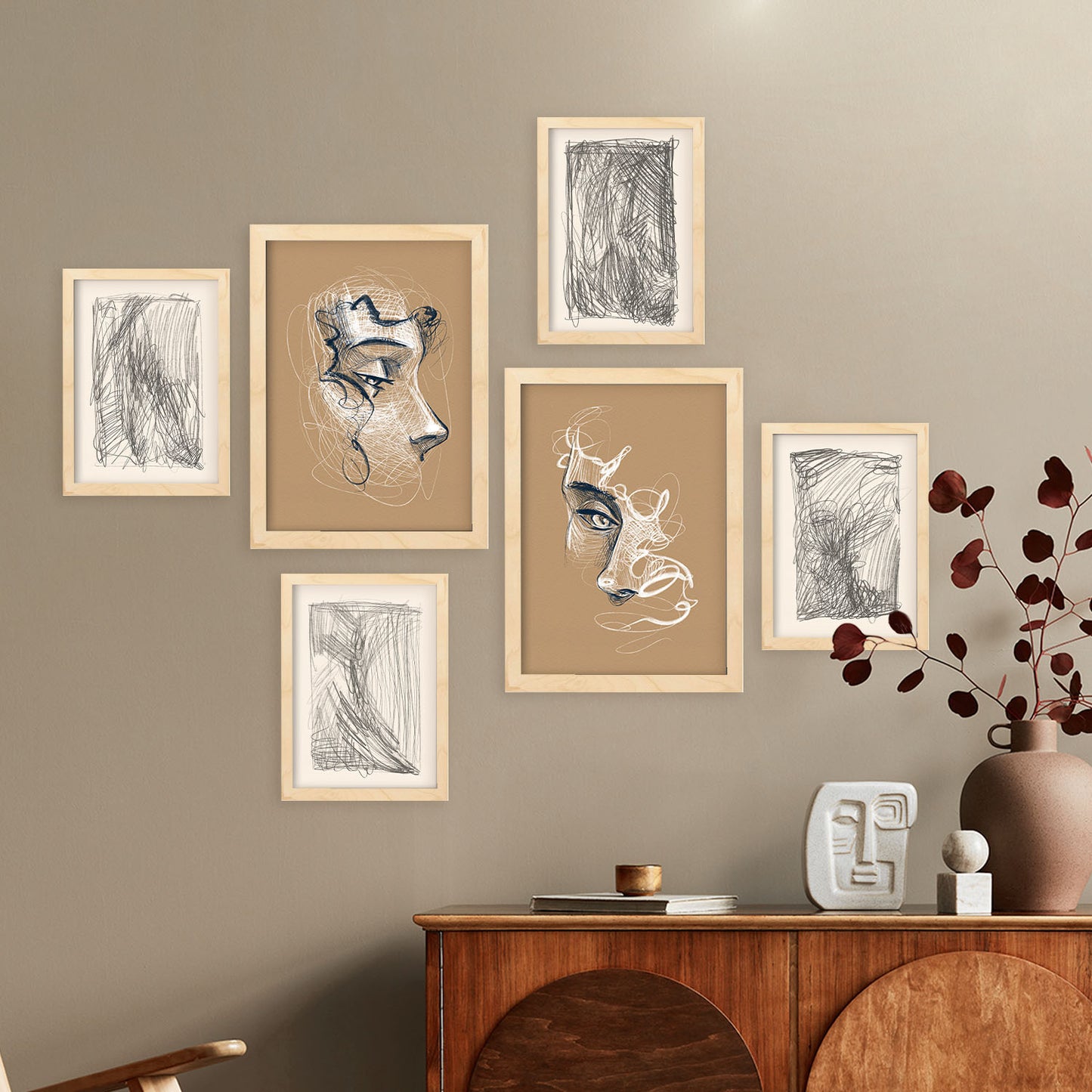 Nacnic Set de 6 Láminas de Artesanía en Abstracto Femenino