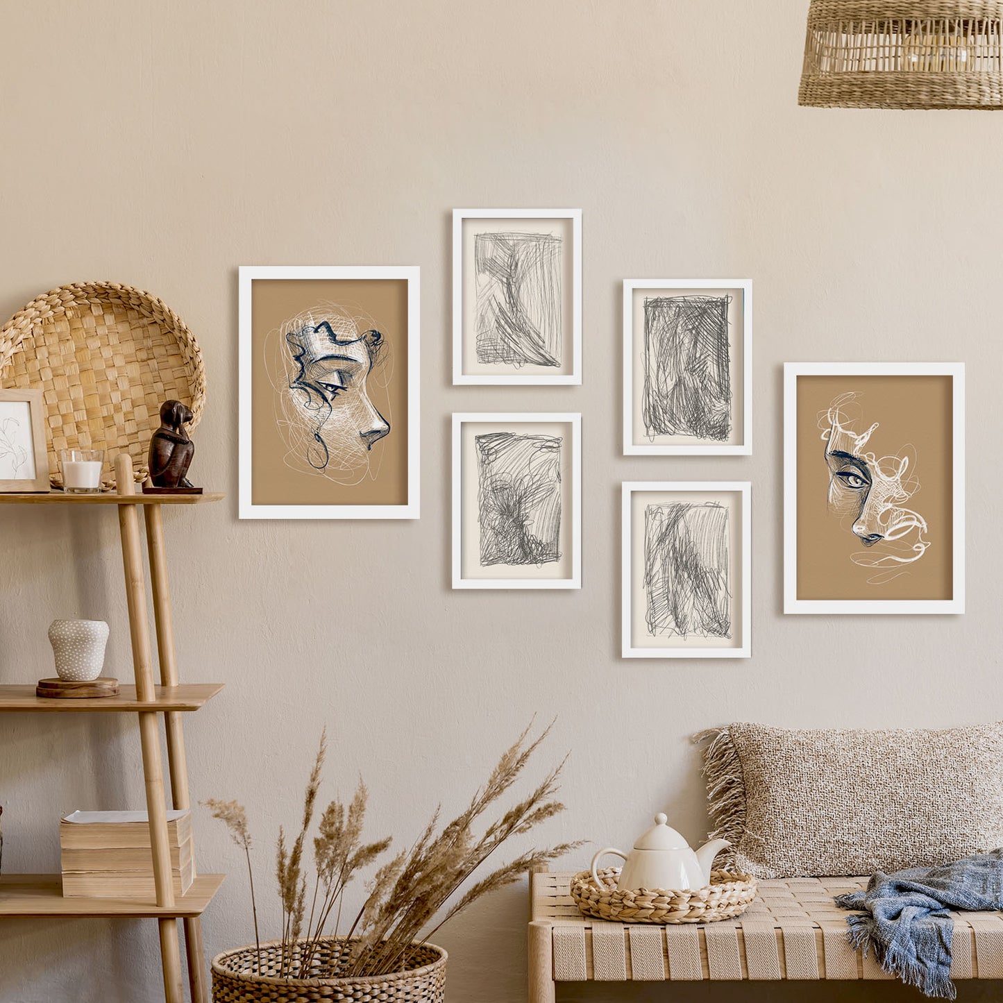 Nacnic Set de 6 Láminas de Artesanía en Abstracto Femenino