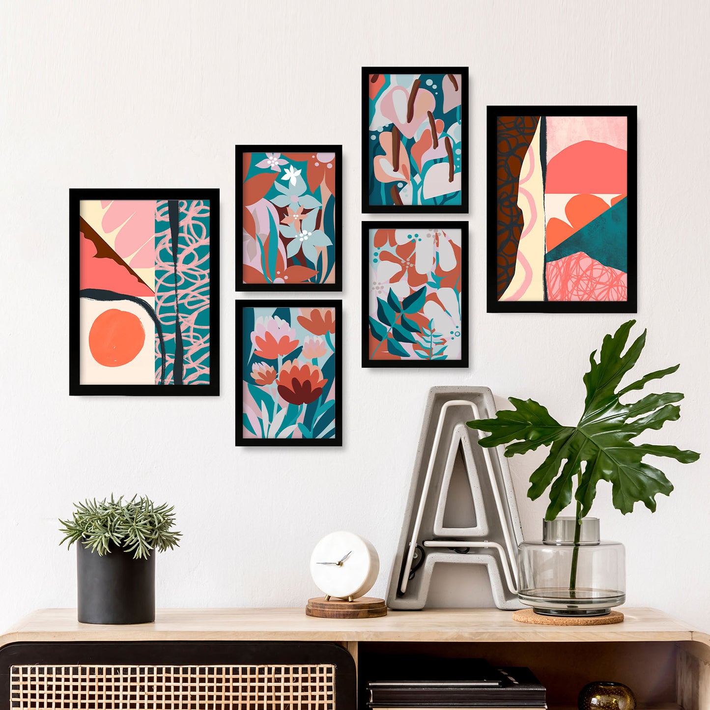 Conjunto Nacnic de 6 Láminas Abstractas de Flores