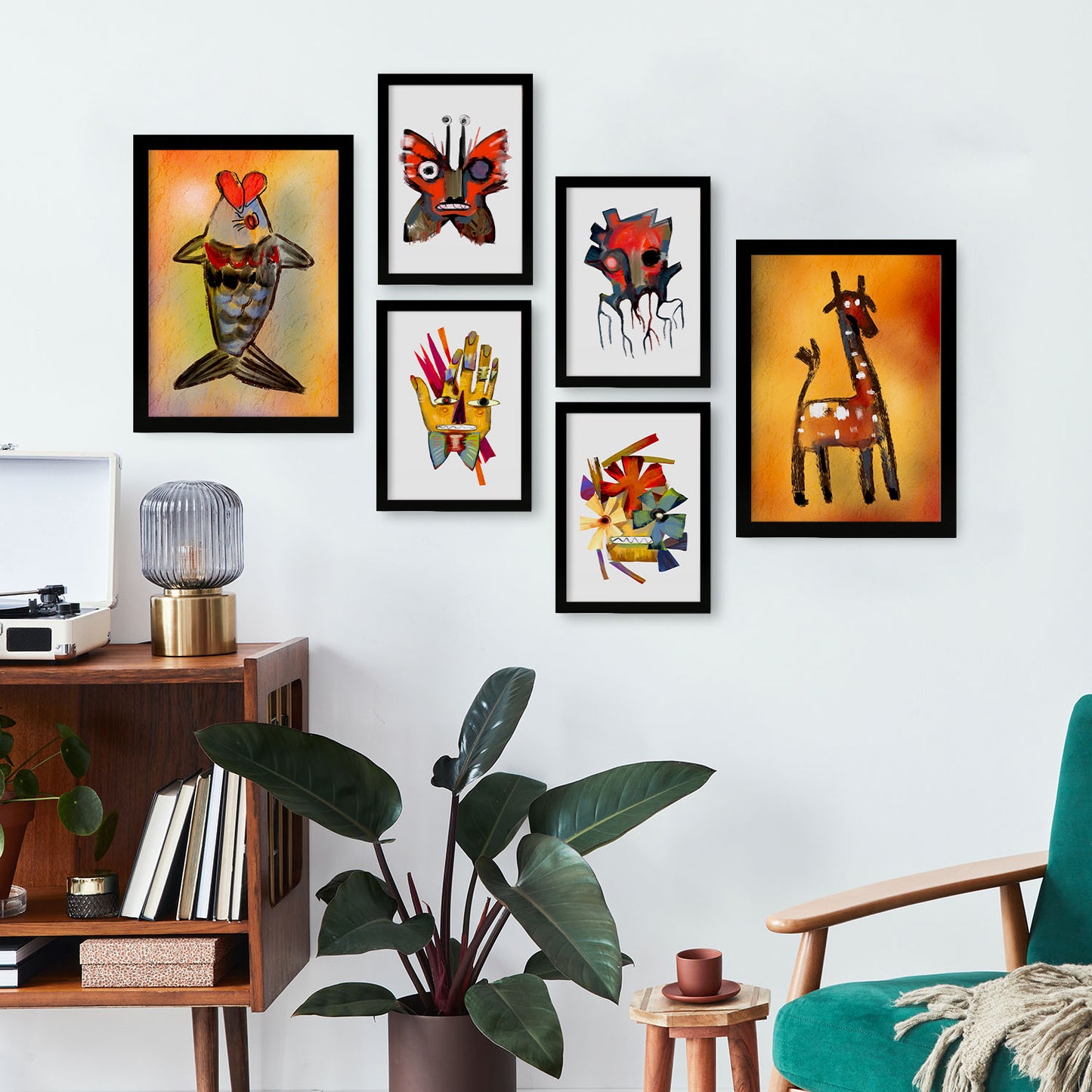 Nacnic Set de 6 Láminas de Animales en Resumen Estampados Decorativos Estéticos
