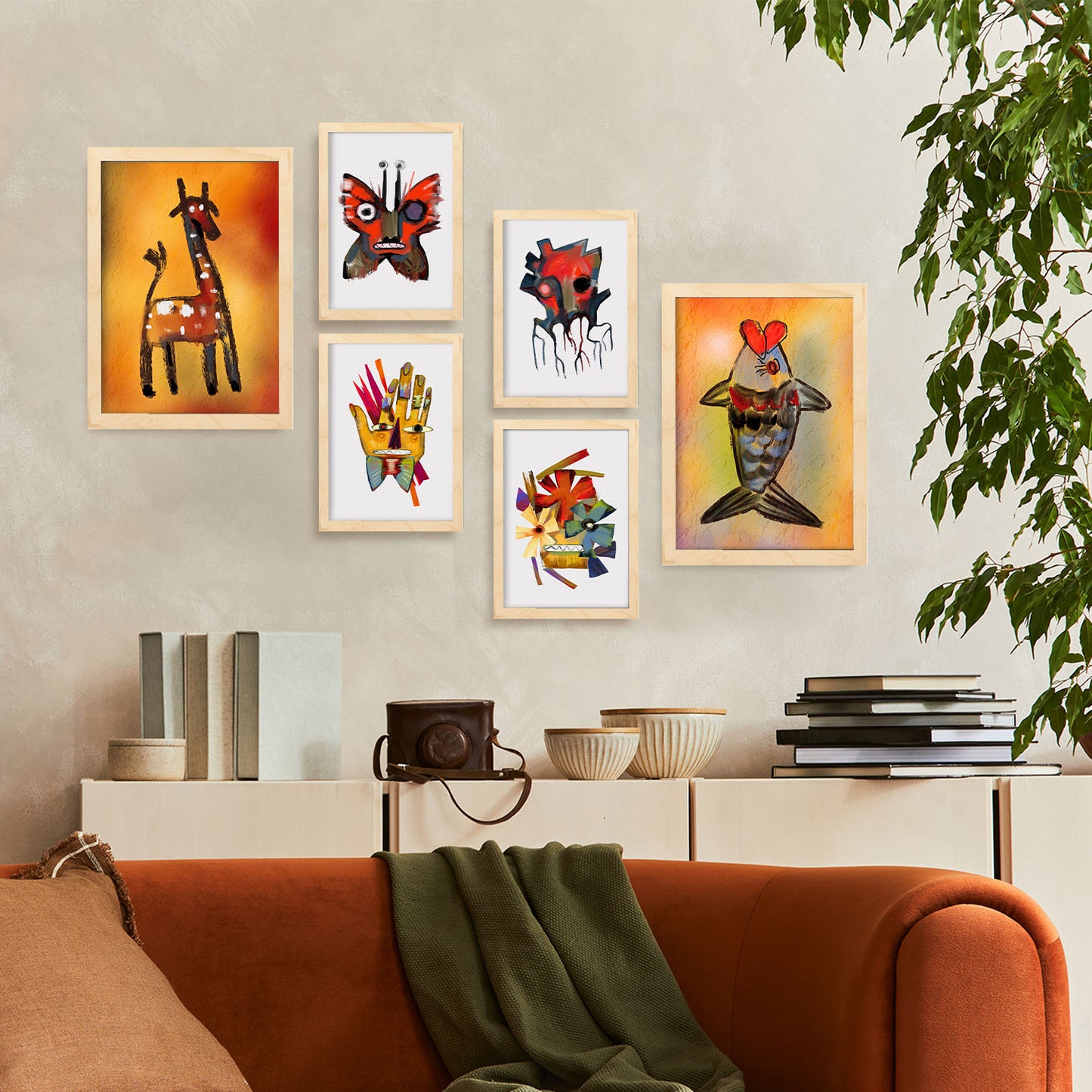 Nacnic Set de 6 Láminas de Animales en Resumen Estampados Decorativos Estéticos