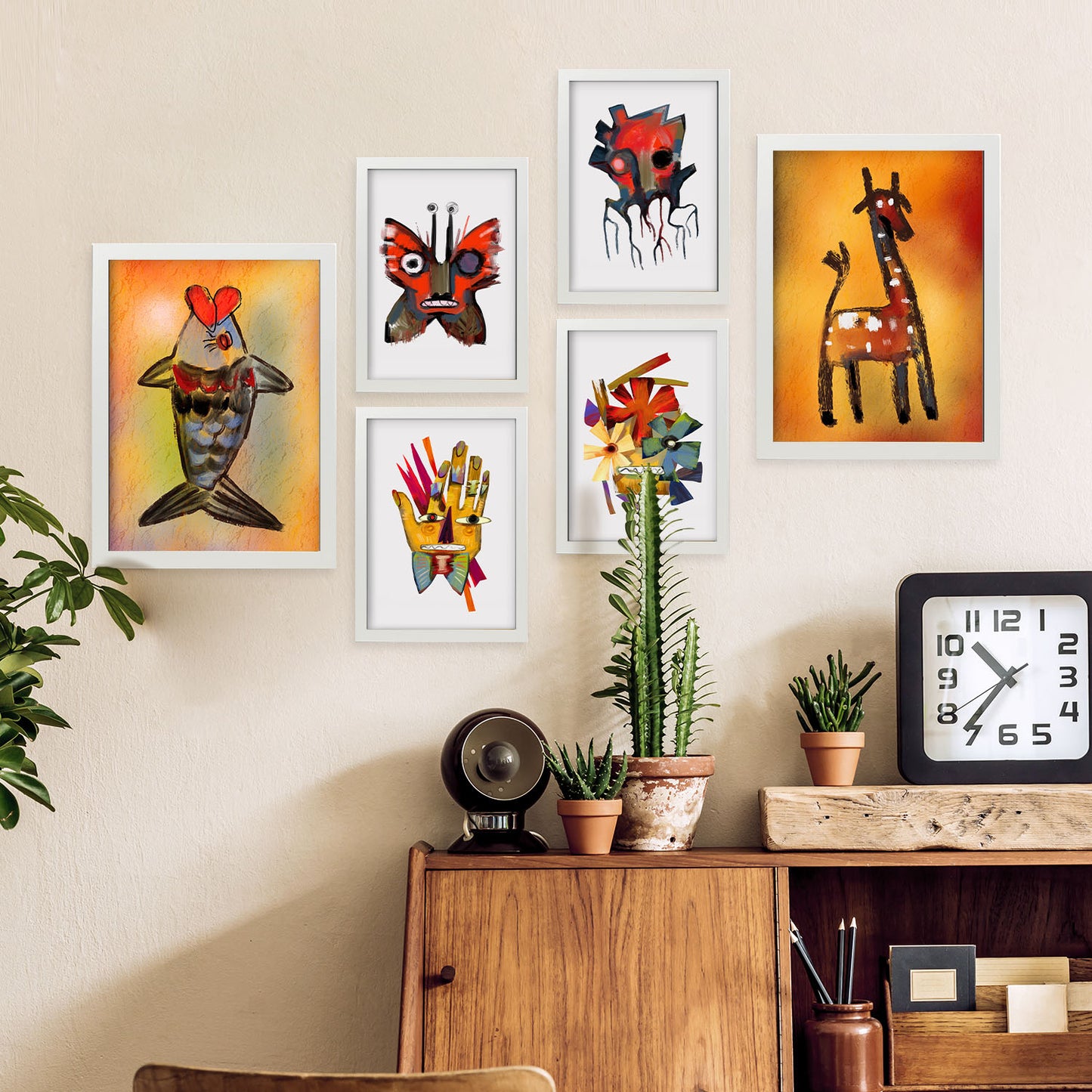 Nacnic Set de 6 Láminas de Animales en Resumen Estampados Decorativos Estéticos