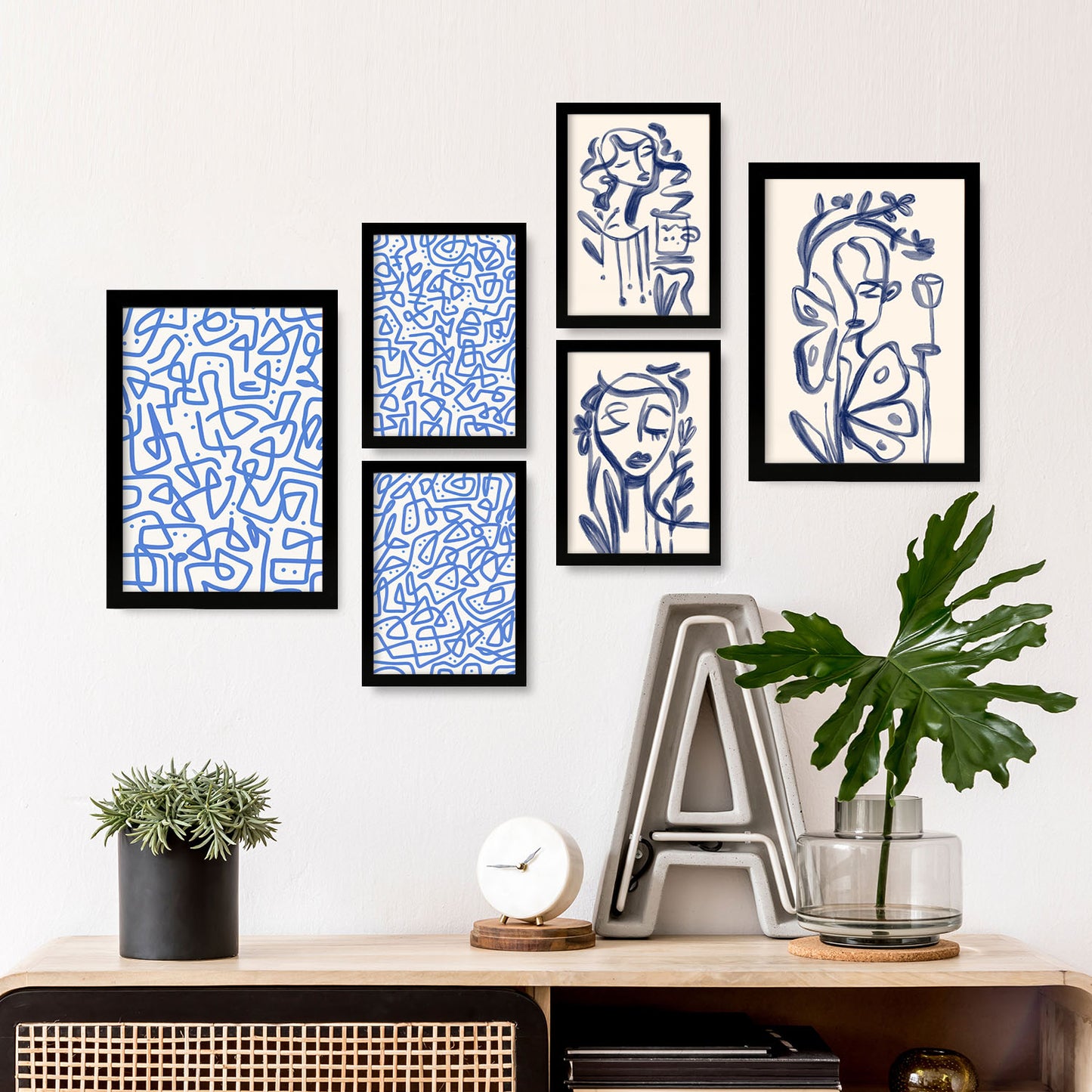 Conjunto de 6 Láminas de Arte Abstracto Femenino Nacnic