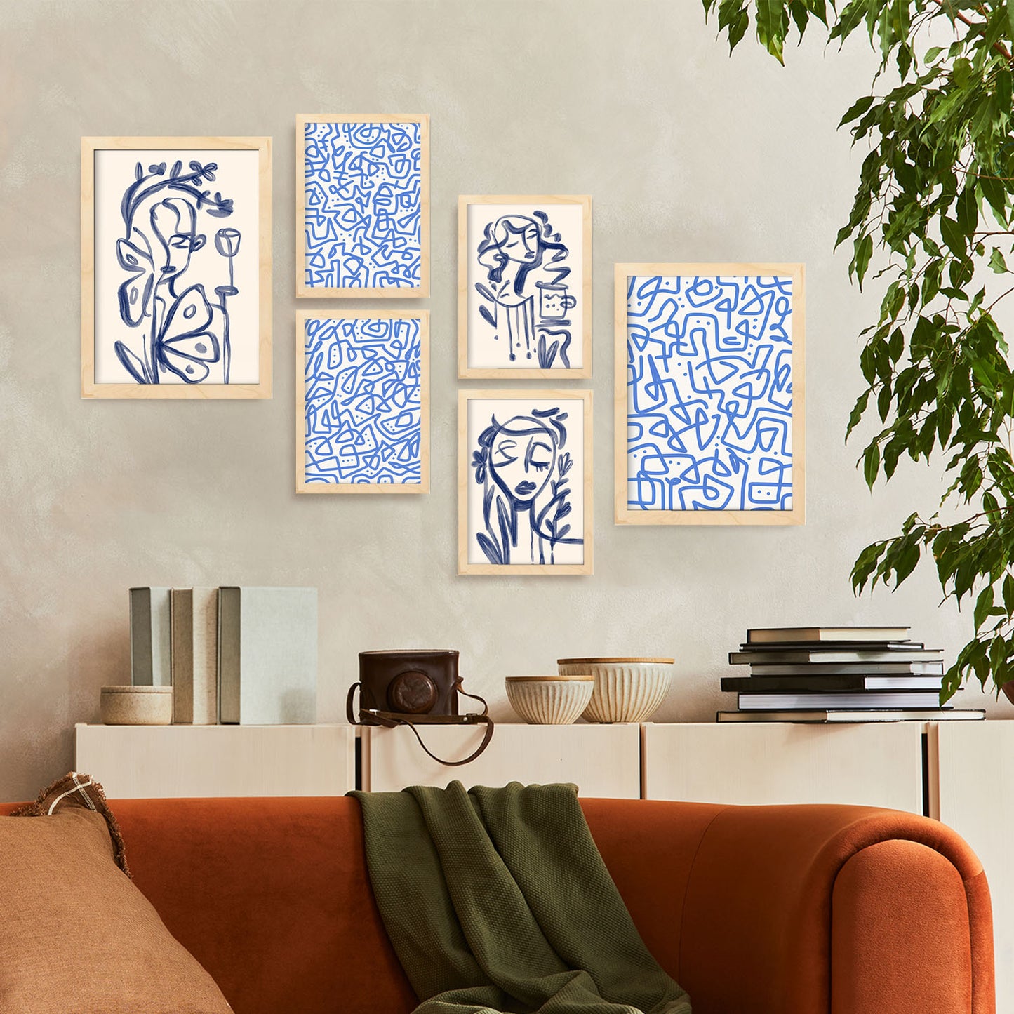 Conjunto de 6 Láminas de Arte Abstracto Femenino Nacnic