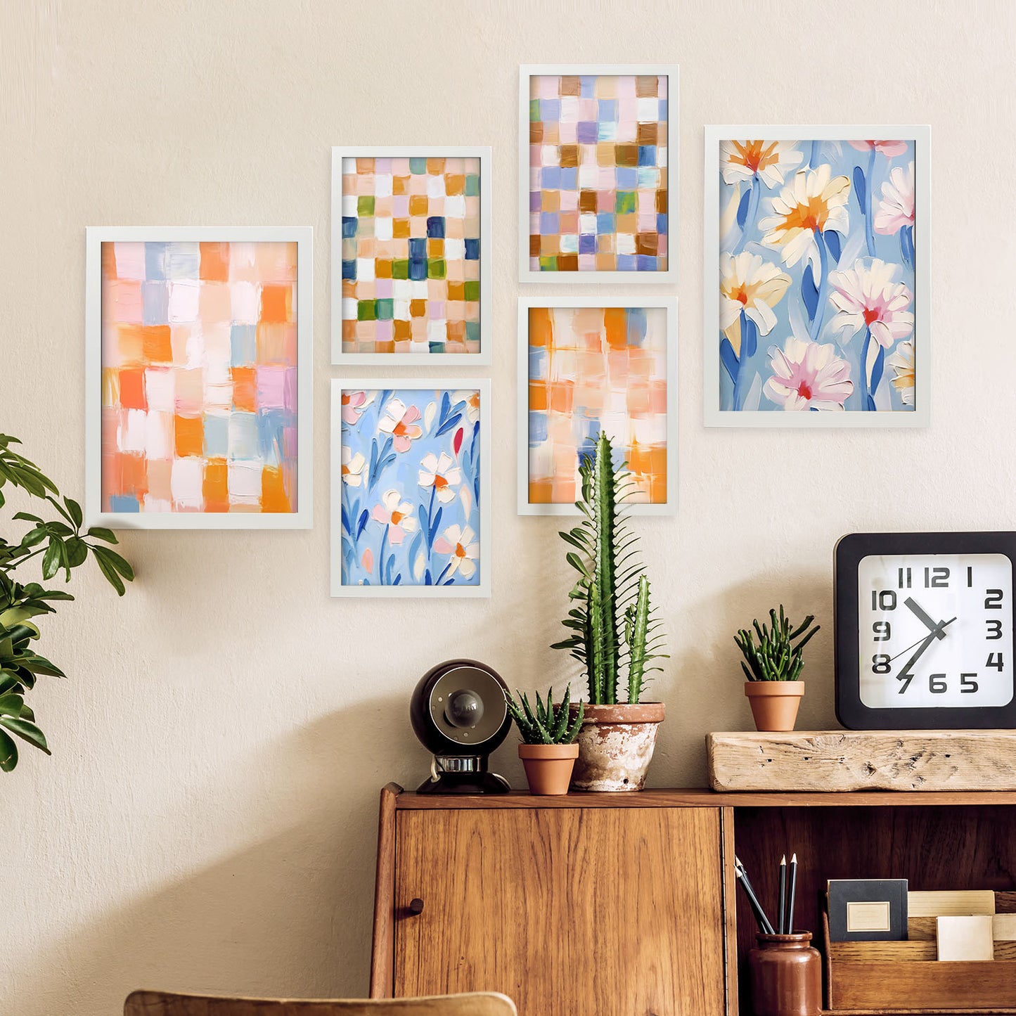 Nacnic Set de 6 Posters de Mosaico en Naranja y Azul