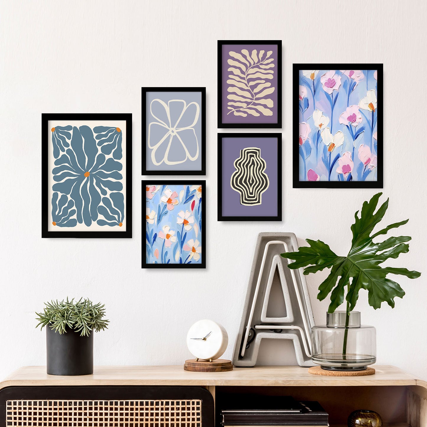 Set de 6 Láminas Resumen Azules y Morados Nacnic